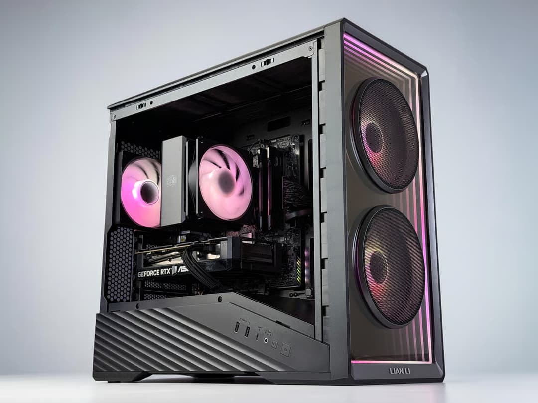 Black Value gaming PC with pink lighting