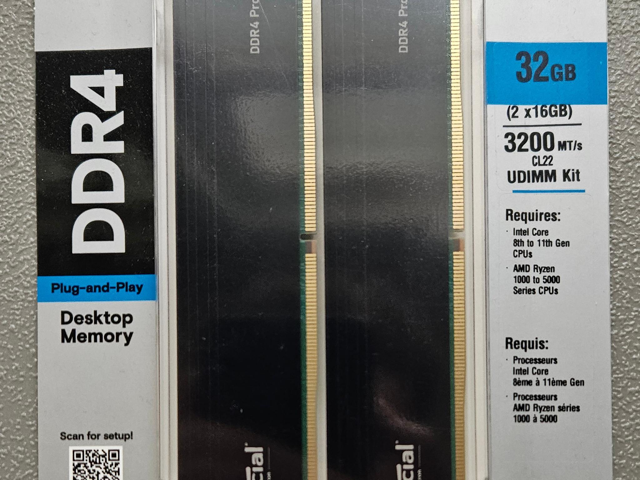 *NEW* Crucial Pro Series 32GB (16x2) 3200 Mt/s DDR4 RAM