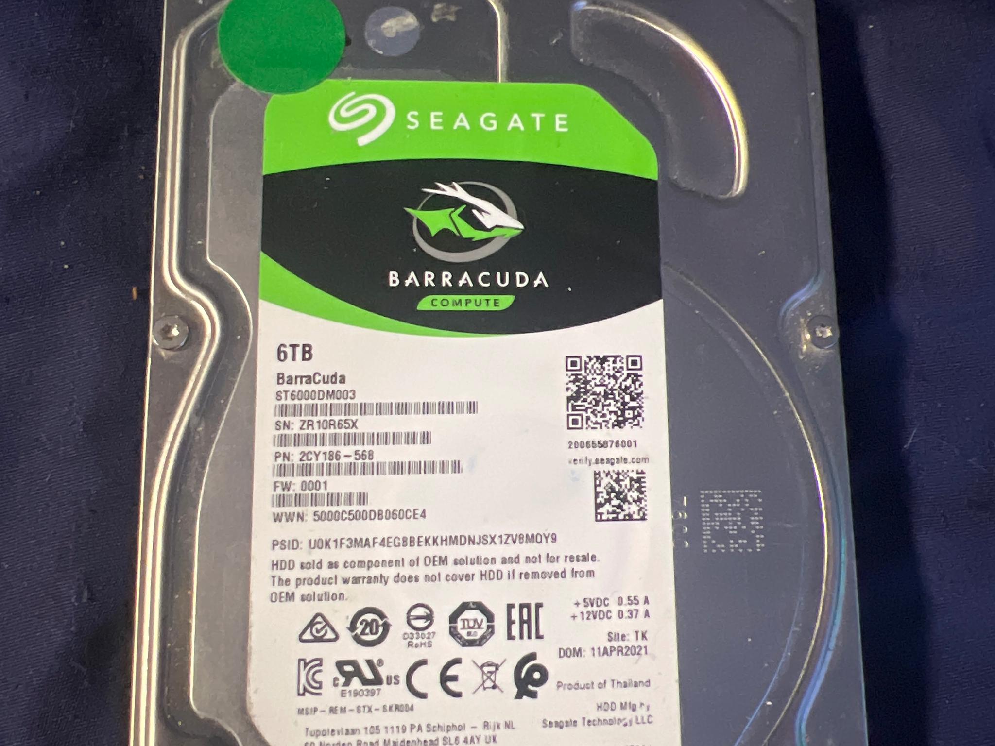 Seagate Barracuda 6TB 3.5” HDD ST6000DM003