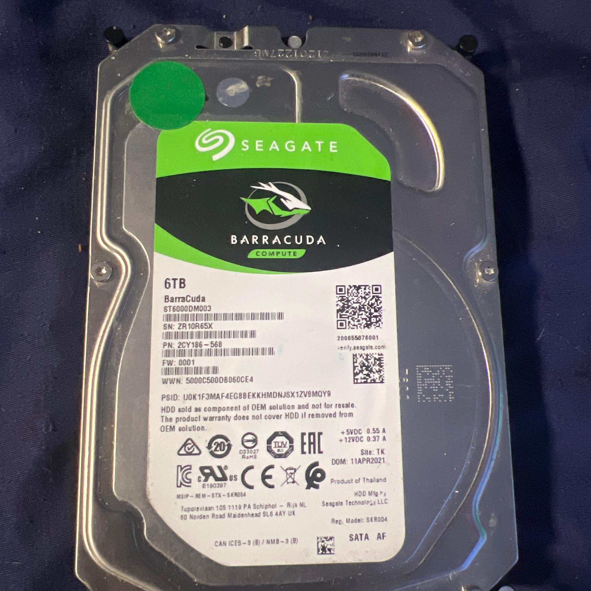 Seagate Barracuda 6TB 3.5” HDD ST6000DM003