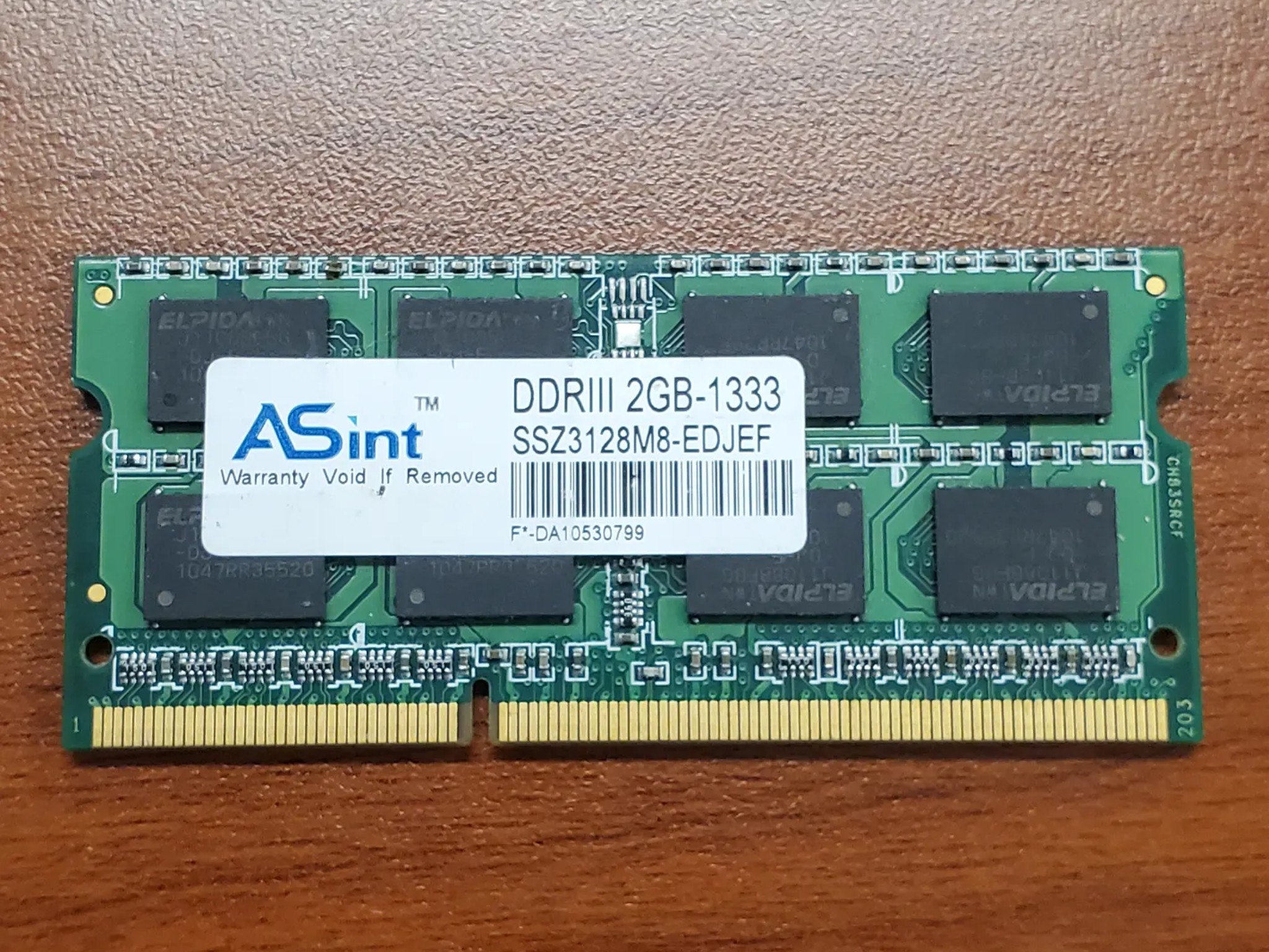 Asint 2GB DDR3 1333MHz PC3-10600 Laptop Memory - 1 Stick