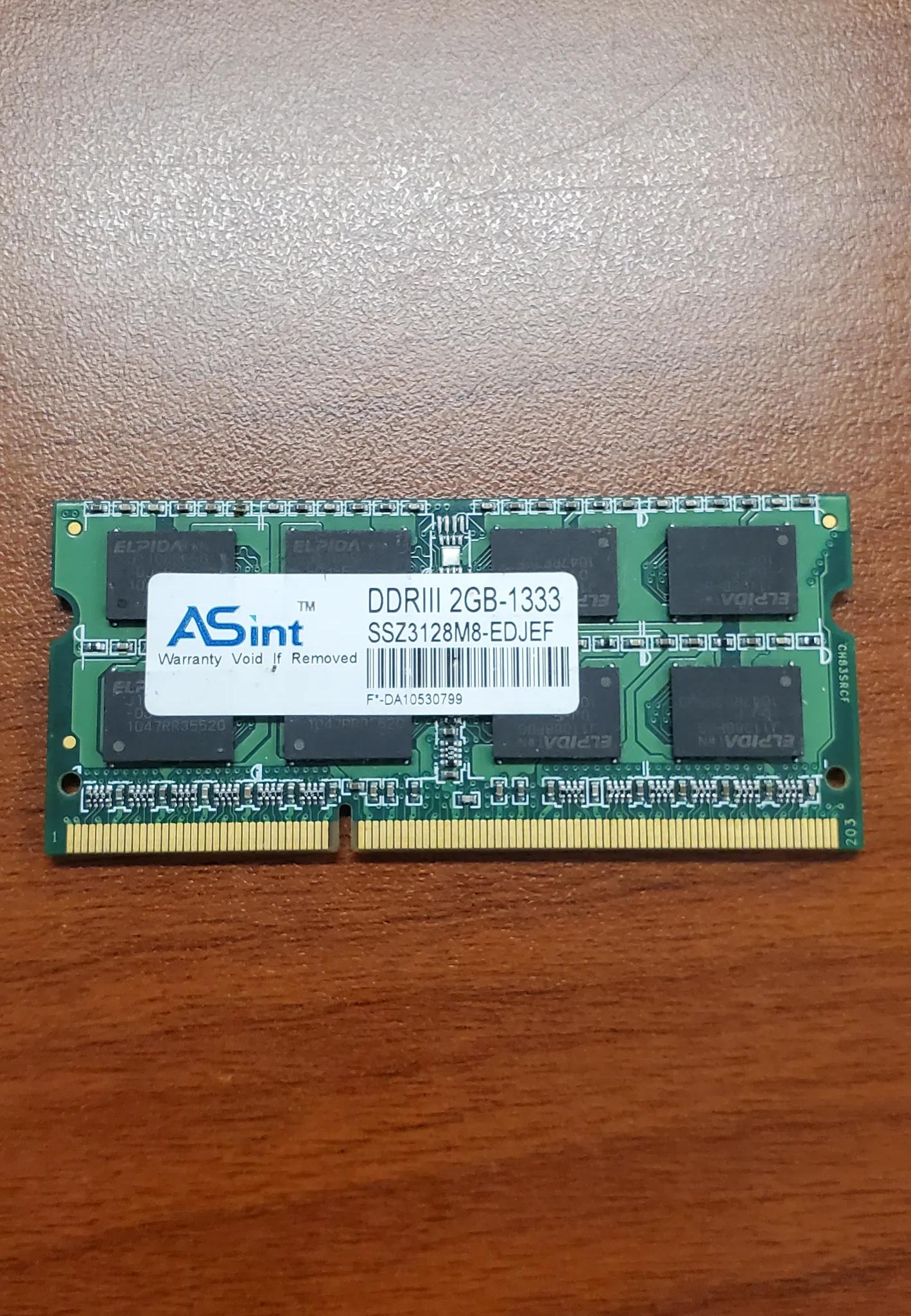 Asint 2GB DDR3 1333MHz PC3-10600 Laptop Memory - 1 Stick