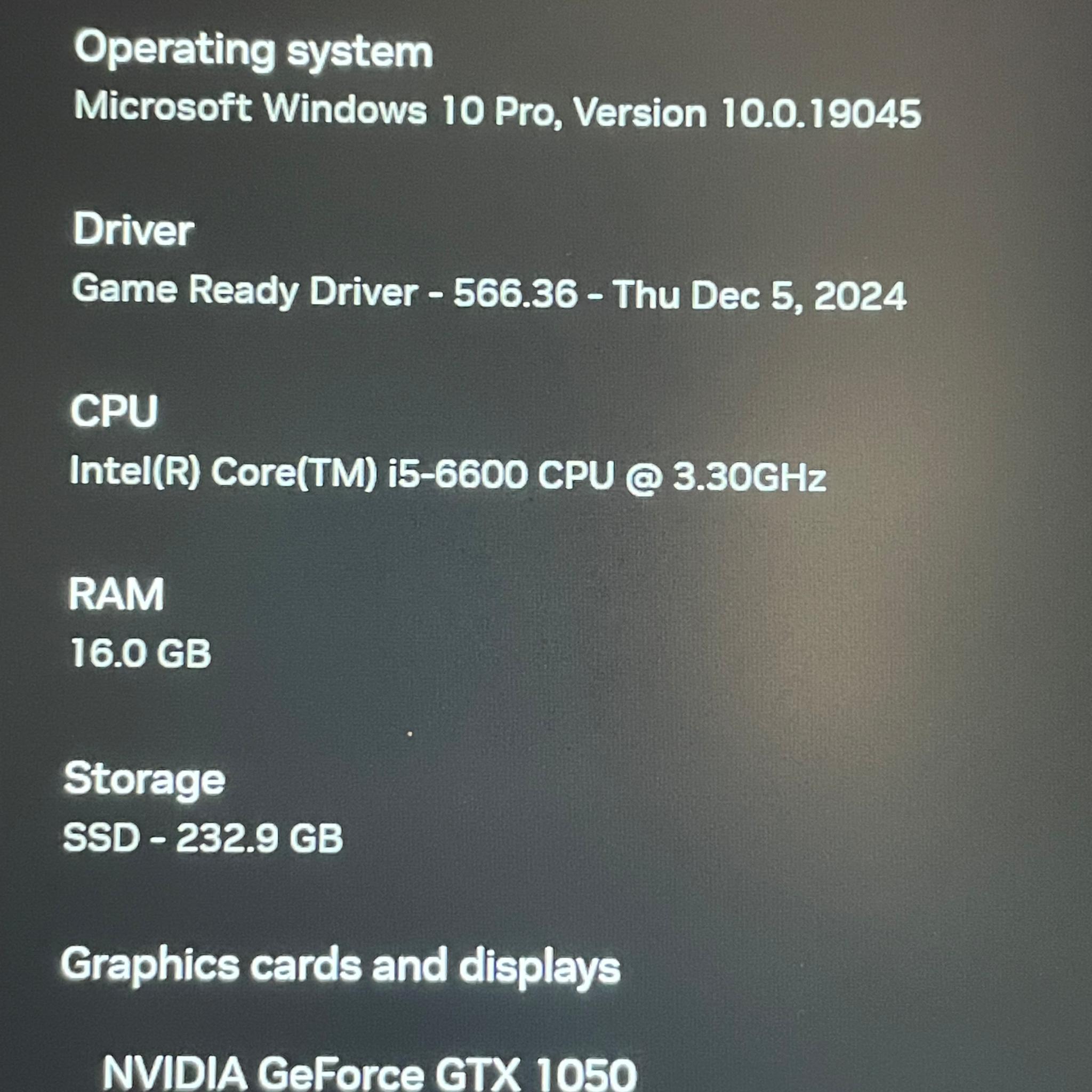 Gaming PC (GTX 1050, i5-6600, 16GB DDDR4, 250GB SSD)