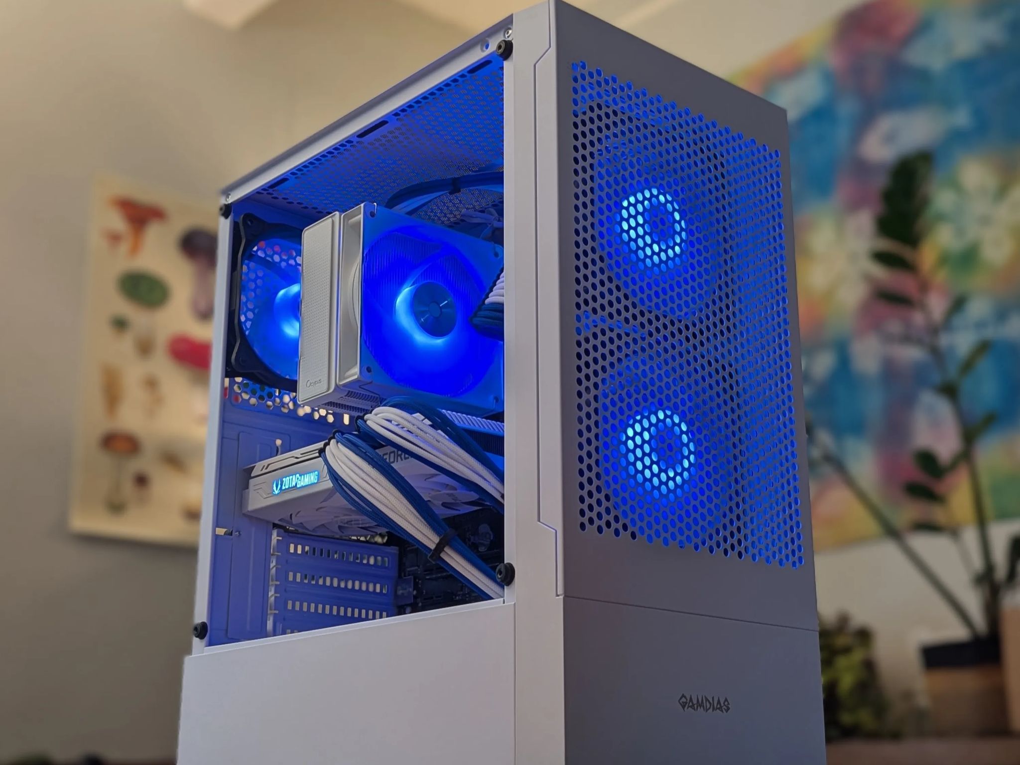 🧊 Frozone – White & Blue RTX 3060 Ti Build | 3700X + 1TB NVMe + 32GB DDR4 🎮❄️