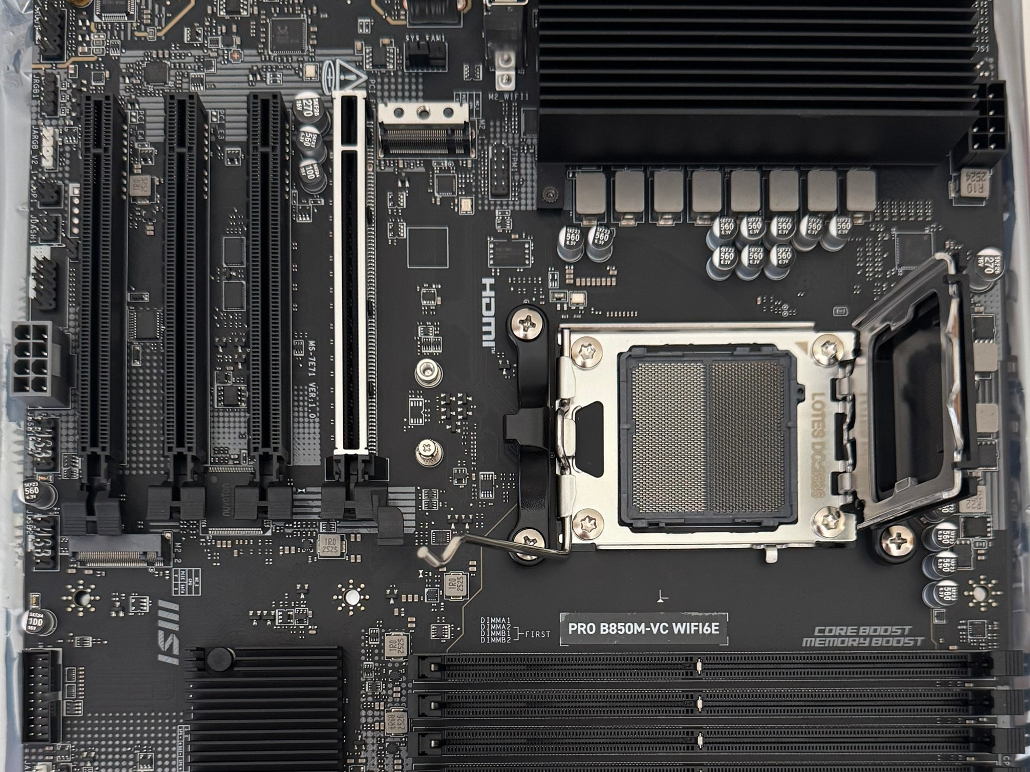 AMD Ryzen 7 7800X3D CPU + MSI PRO B850M-VC WIFI6E Socket AM5 B850 Micro-ATX Motherboard Combo