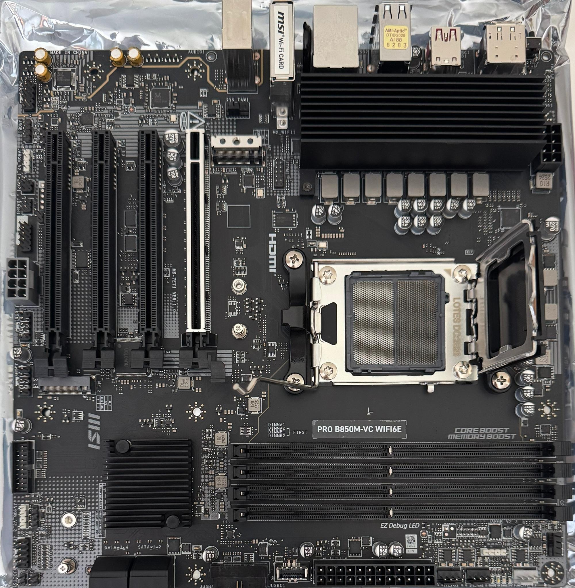 AMD Ryzen 7 7800X3D CPU + MSI PRO B850M-VC WIFI6E Socket AM5 B850 Micro-ATX Motherboard Combo