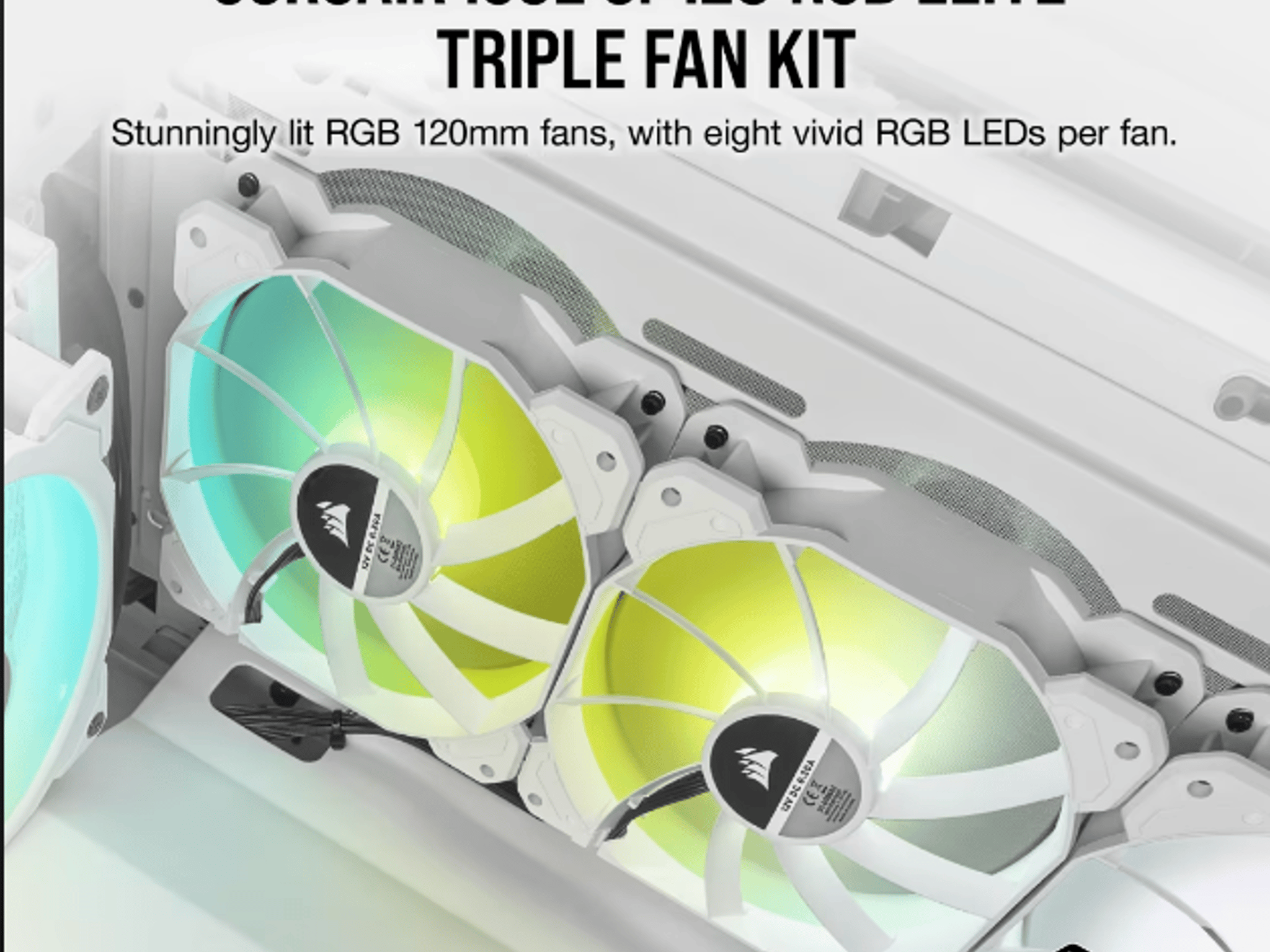 iCUE SP120 RGB ELITE Performance 120mm White PWM Fan — Triple Pack with Lighting Node CORE
