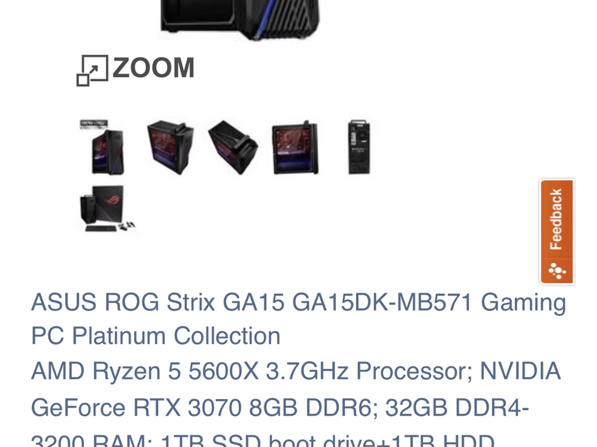 Asus RoG Strix GA15 GA15DK-MB571 Gaming PC Platinum Collection RTX 3070 Ryzen 5 5600x