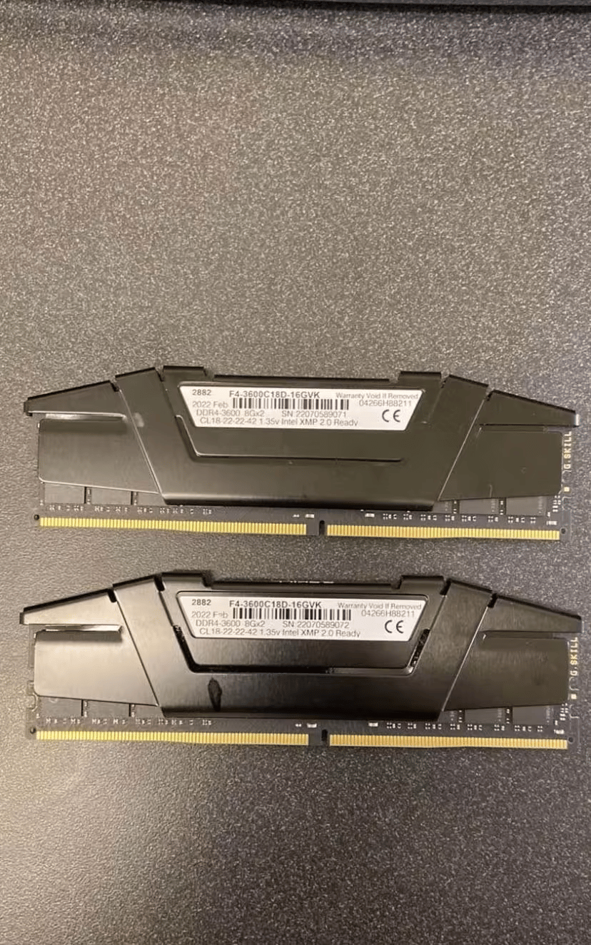 GSkill Ripjaws v 16gb (2x8) DDR4 3600 mhz  Memory