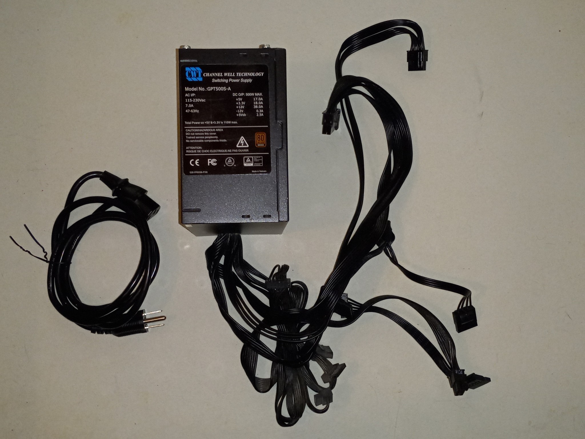 Channel Well Technology 500W 80 Plus Bronze PSU