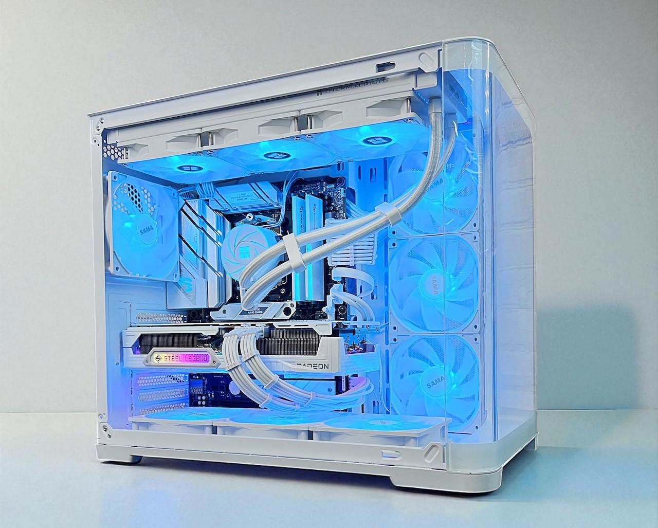 White RX 9070 XT Ryzen 7 7700X 32GB DDR5 2TB M.2 Win 11 Pro Gaming PC