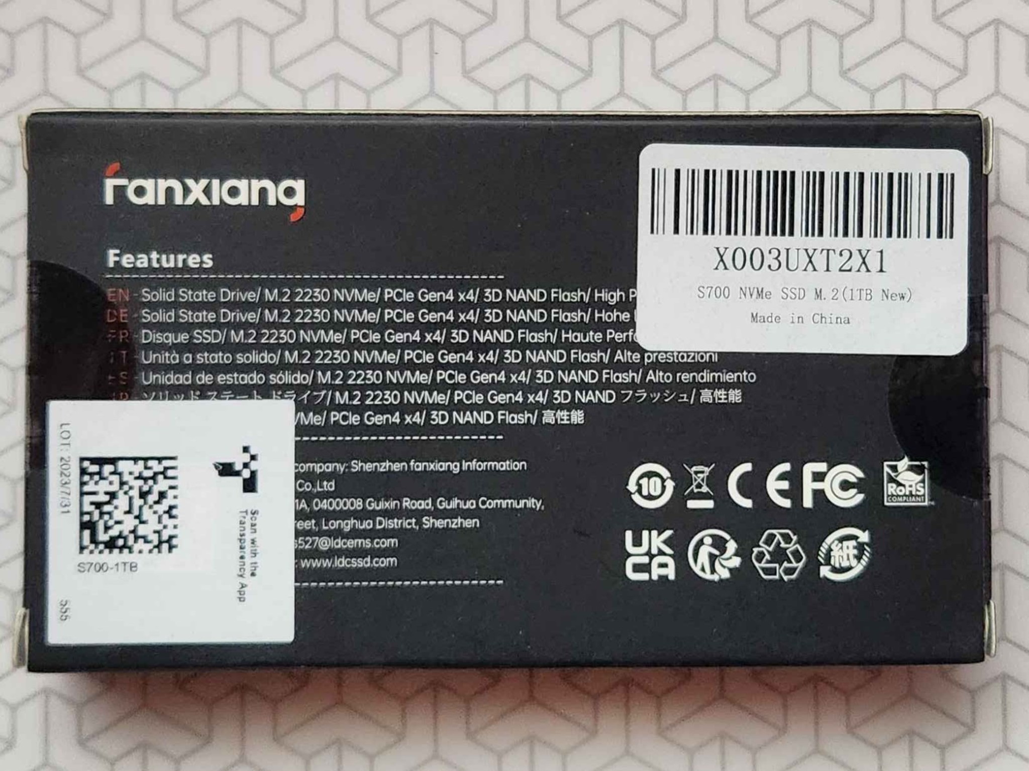 FanXiang S700 PCIe 4.0 NVMe M.2 SSD 1T – Blazing-Fast Speeds