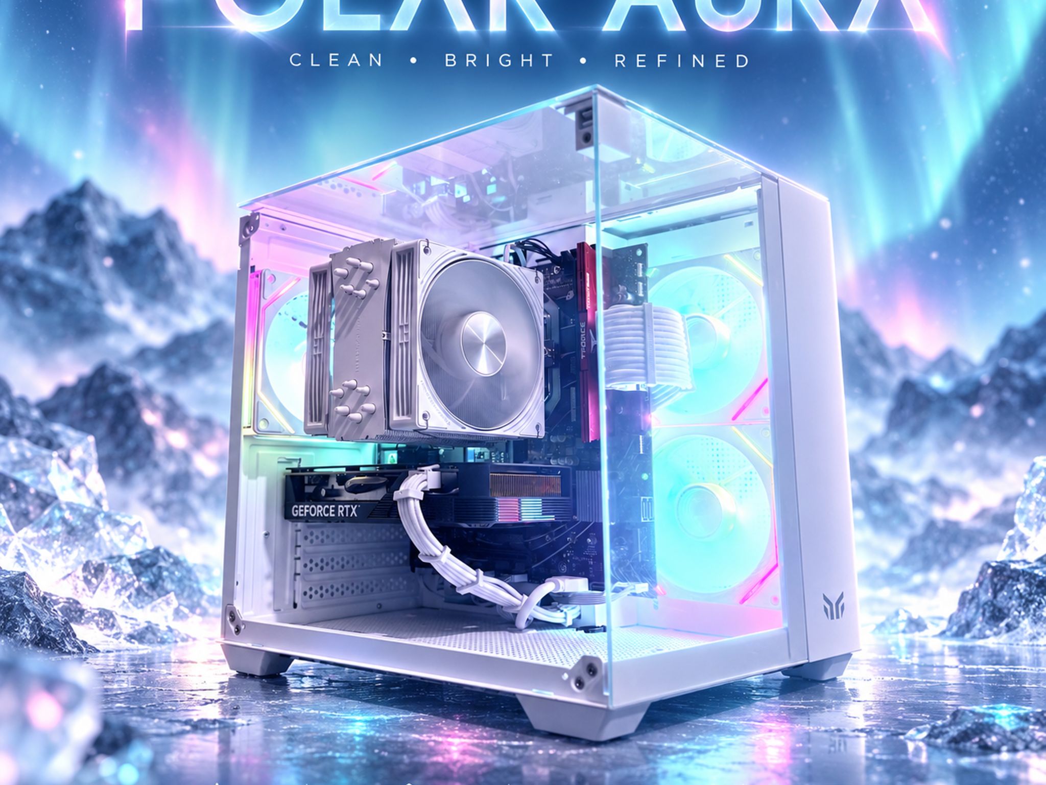 ⚪️"Polar Aura"🌈| 1440p Gaming | RTX 4060 Ti | Ryzen 7 8700F | 16GB DDR5 | 1TB SSD | Free Shipping