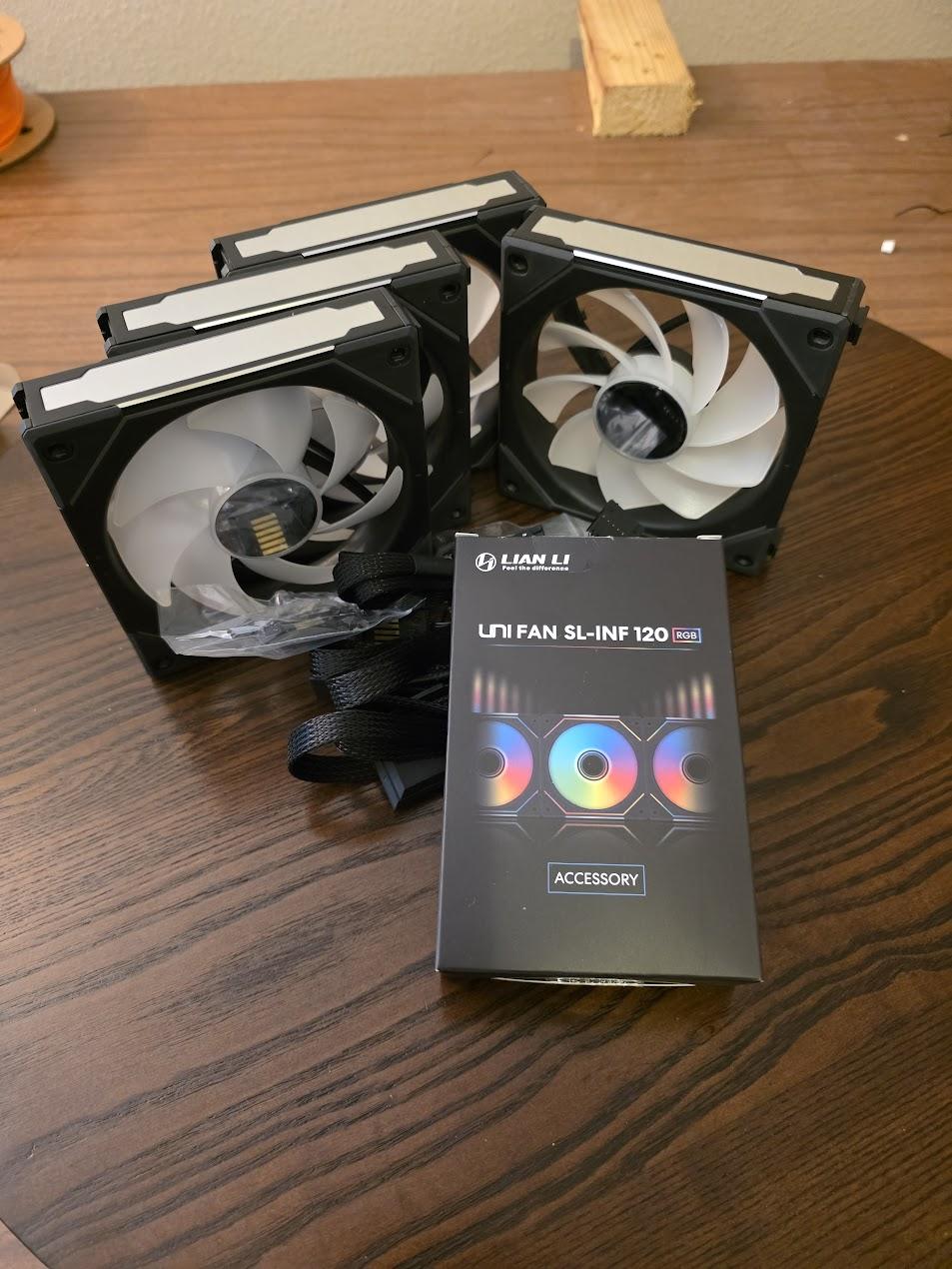 4X Lian Li UNI Fan SL Infinity 120mm Case Fans w/ Controller - 3 Standard & 1 Reverse Blade