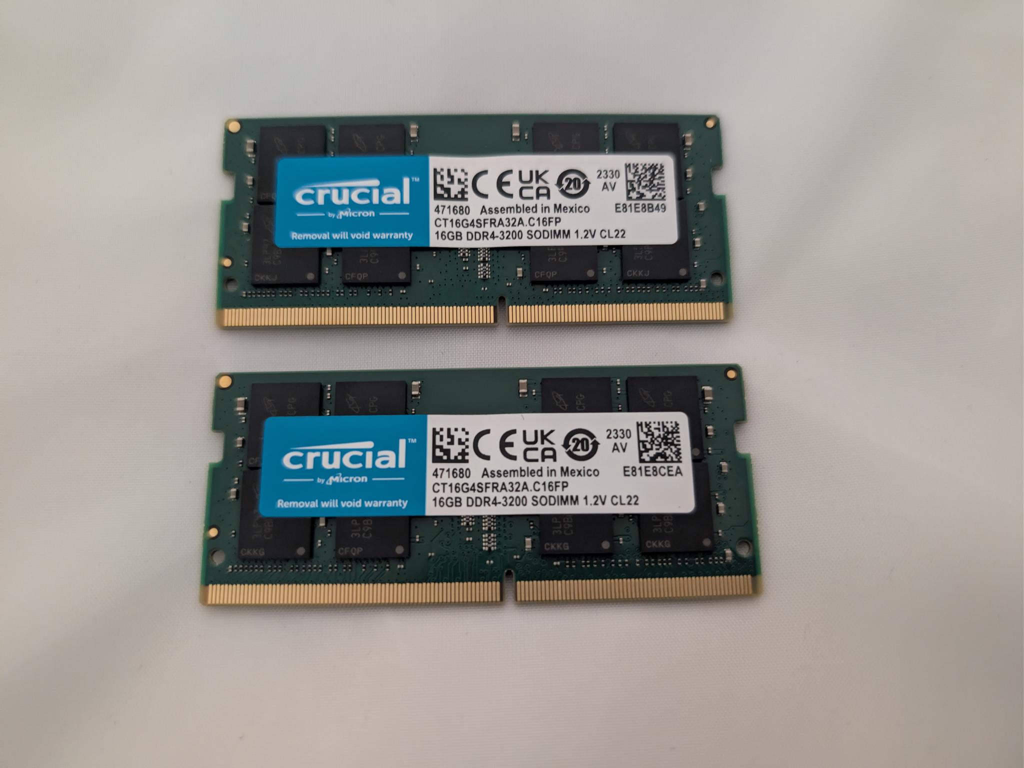 Crucial by Micron 32GB (2 x 16GB) DDR-3200 SODIMM Laptop RAM Memory