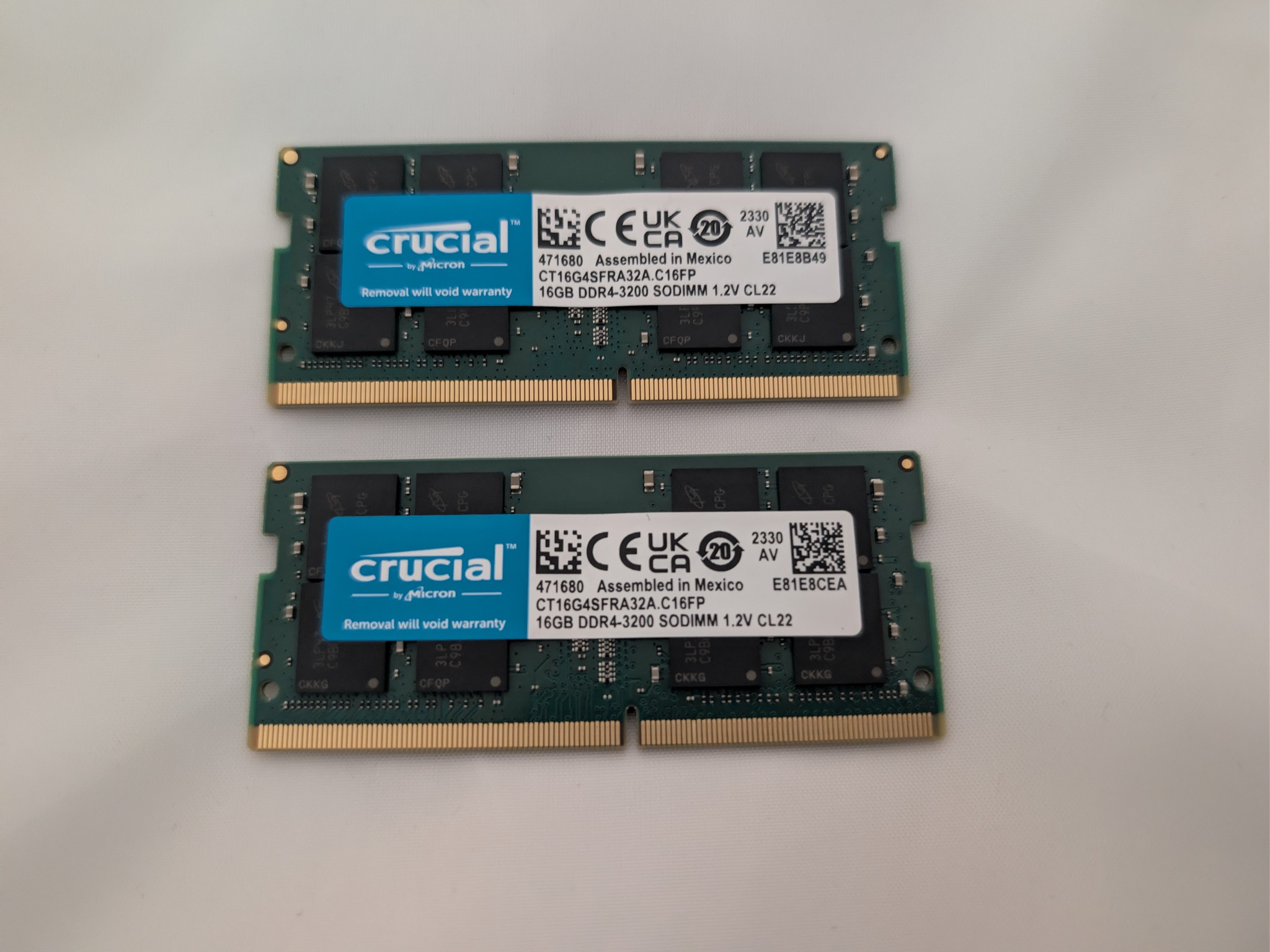 Crucial 32GB (2 x 16GB) 260-Pin SO-DIMM DDR4 3200 (PC4 25600) Laptop RAM Memory - CT16G4SFRA32A