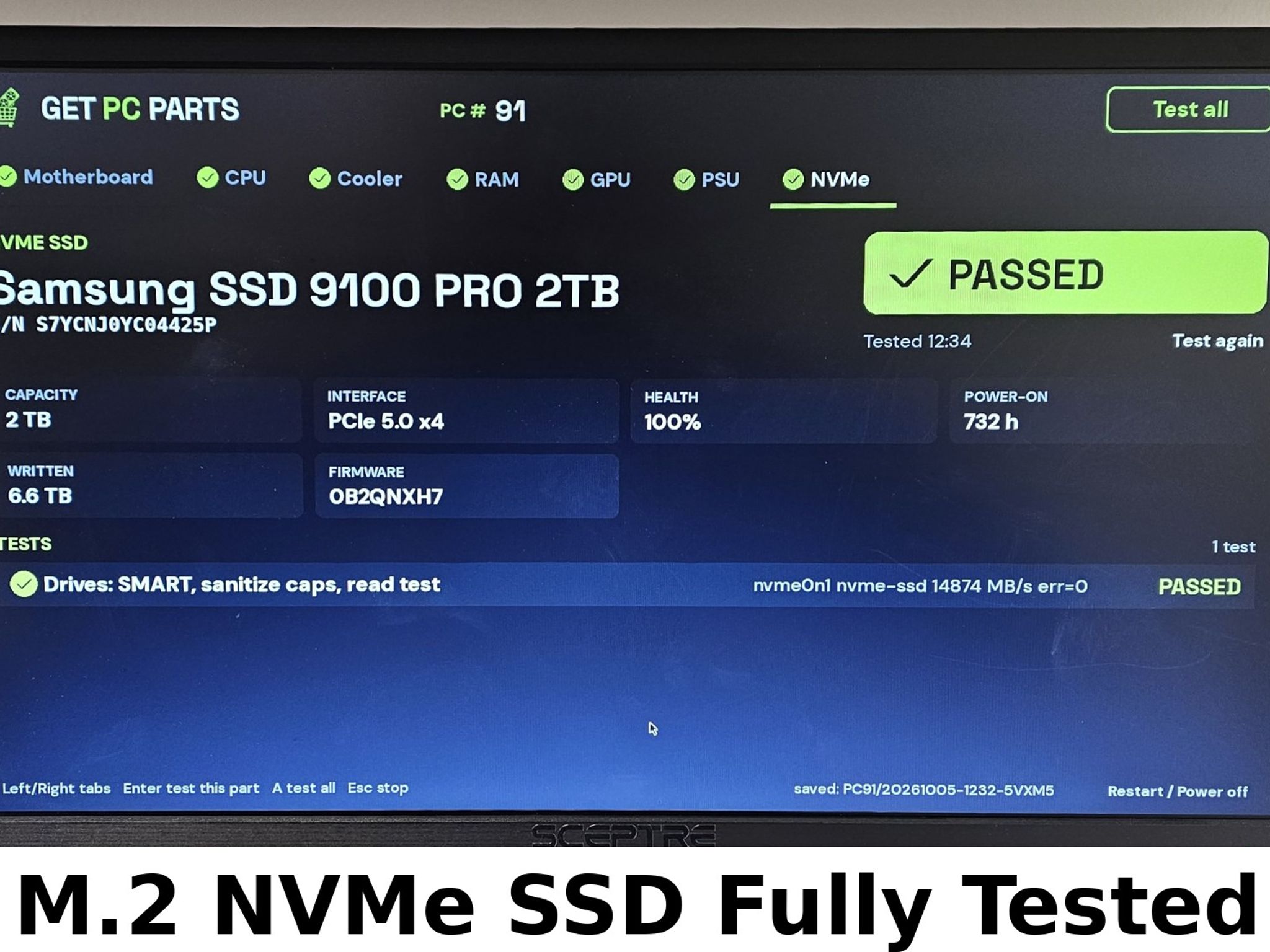 2TB NVMe M.2 SSD Samsung 9100 PRO Gen5
