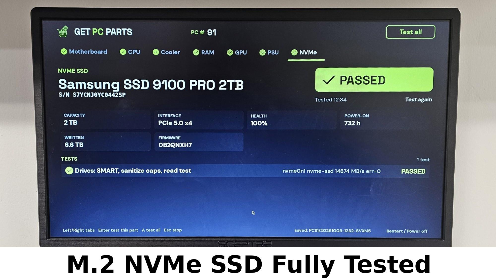 2TB NVMe M.2 SSD Samsung 9100 PRO Gen5