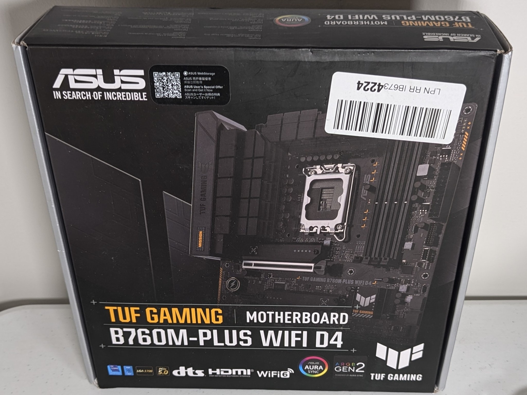ASUS TUF GAMING B760M-PLUS WIFI D4 LGA 1700 Motherboard + Intel Core i3 12100F CPU