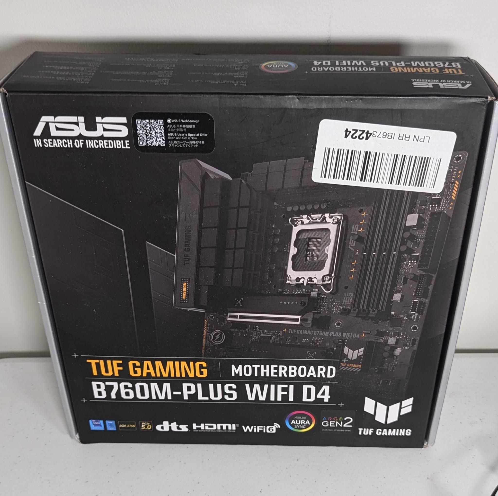 ASUS TUF GAMING B760M-PLUS WIFI D4 LGA 1700 Motherboard + Intel Core i3 12100F CPU