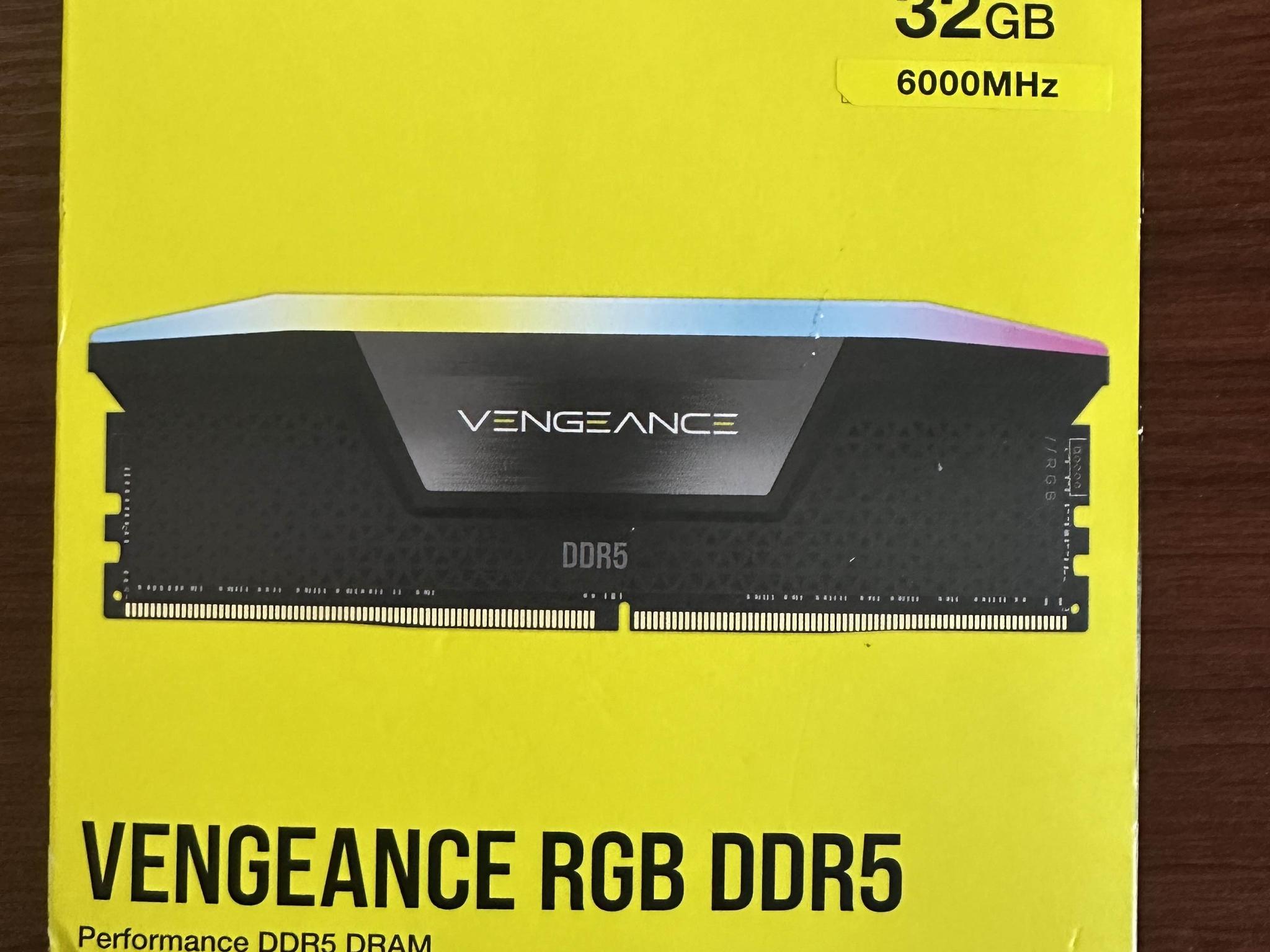 CORSAIR VENGEANCE® RGB 32GB (2x16GB) DDR5 DRAM 6000MT/s CL40 Memory Kit — Black