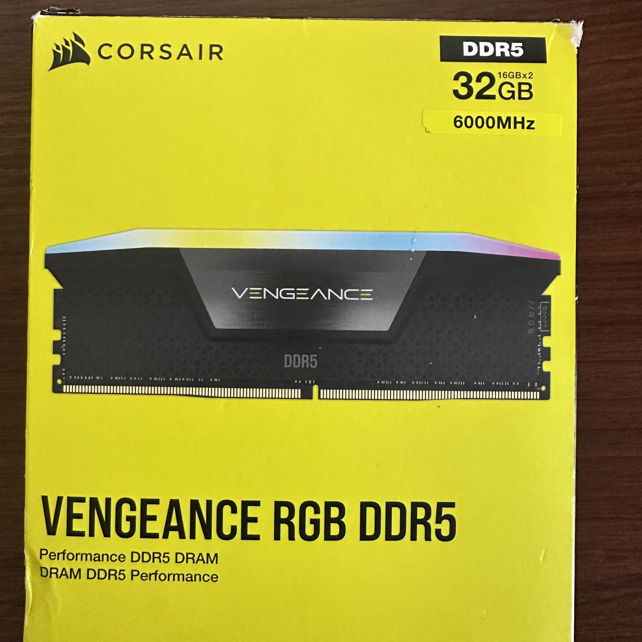 CORSAIR VENGEANCE® RGB 32GB (2x16GB) DDR5 DRAM 6000MT/s CL40 Memory Kit — Black