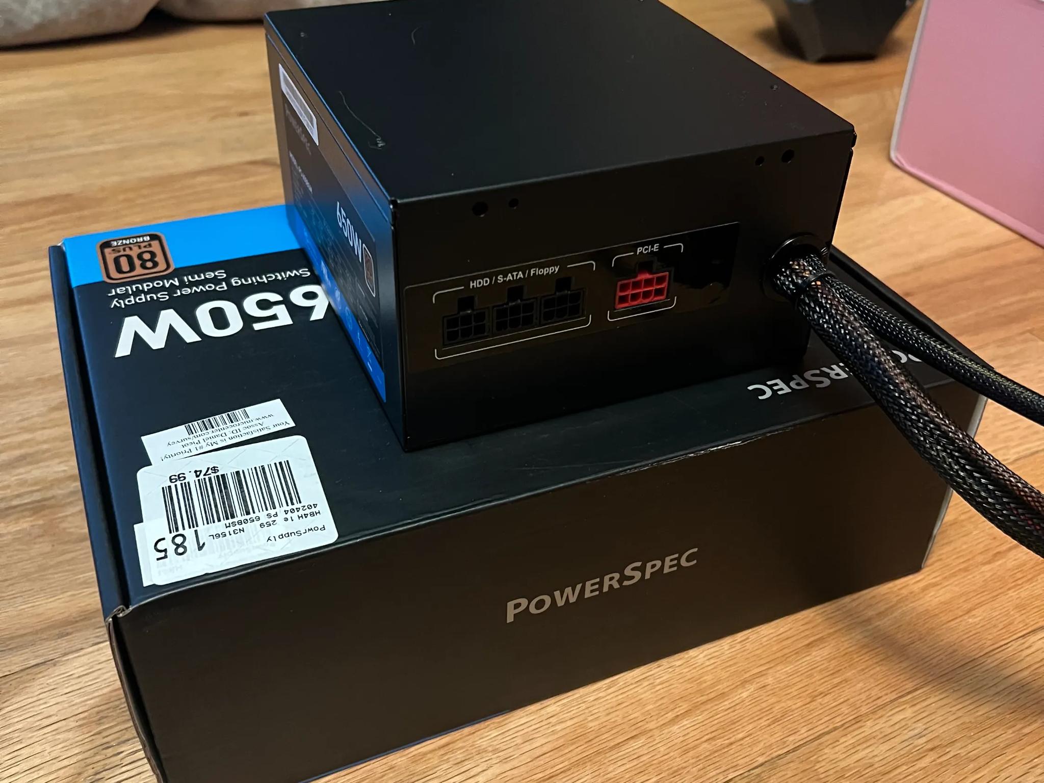 PowerSpec 650 Watt 80 Plus Bronze ATX Semi-Modular Power Supply