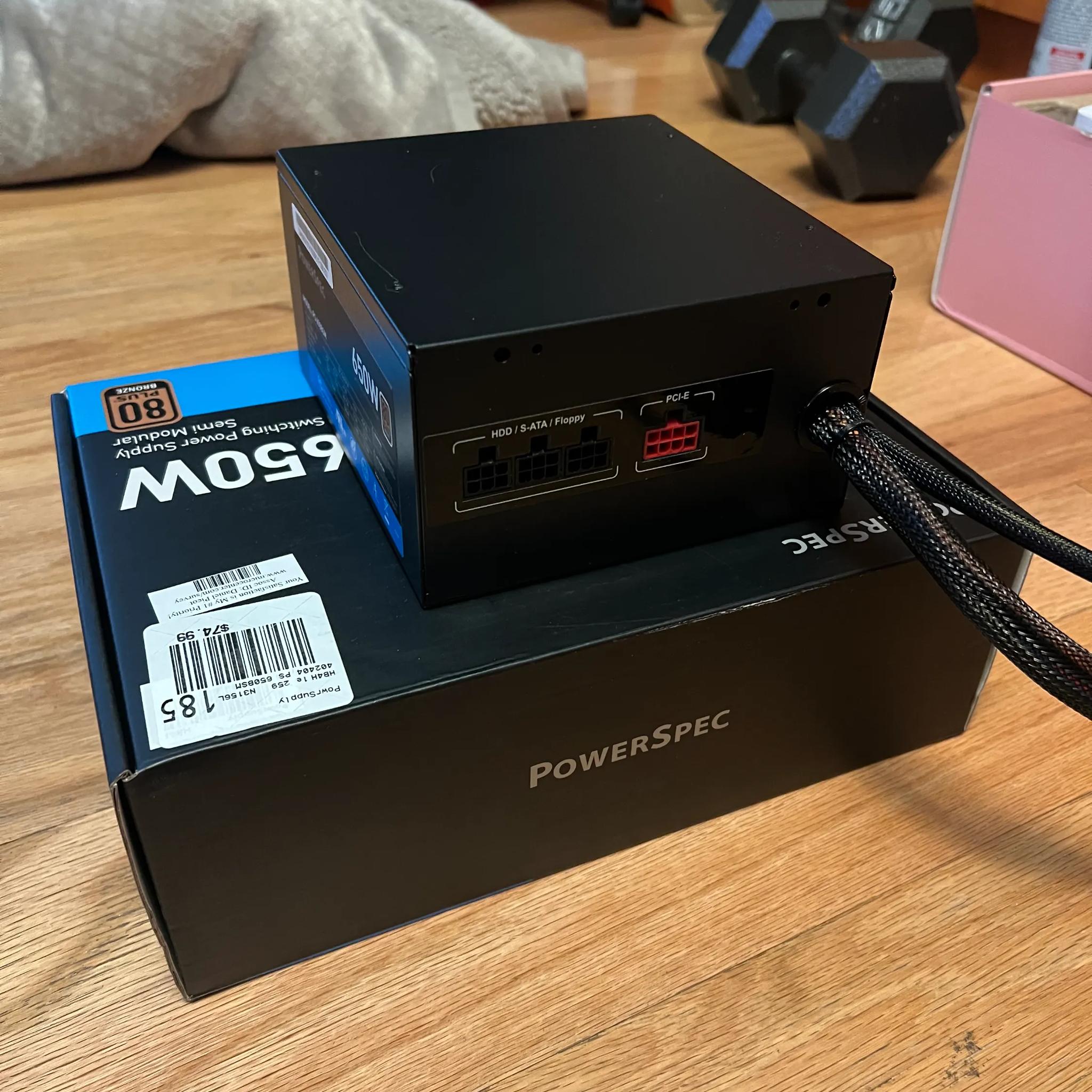 PowerSpec 650 Watt 80 Plus Bronze ATX Semi-Modular Power Supply
