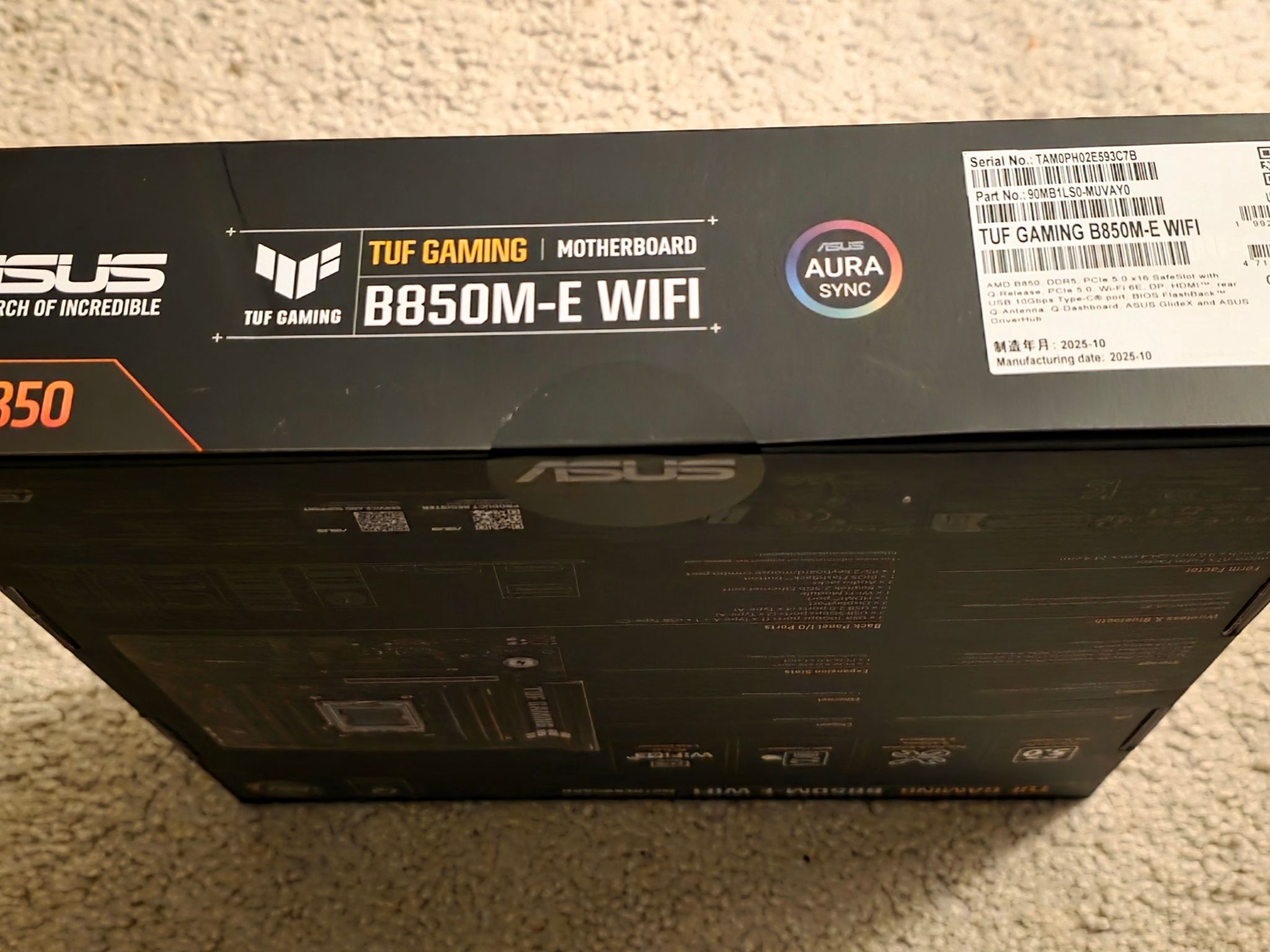ASUS TUF GAMING B850M-E WIFI AM5 mATX Motherboard Brand New Sealed