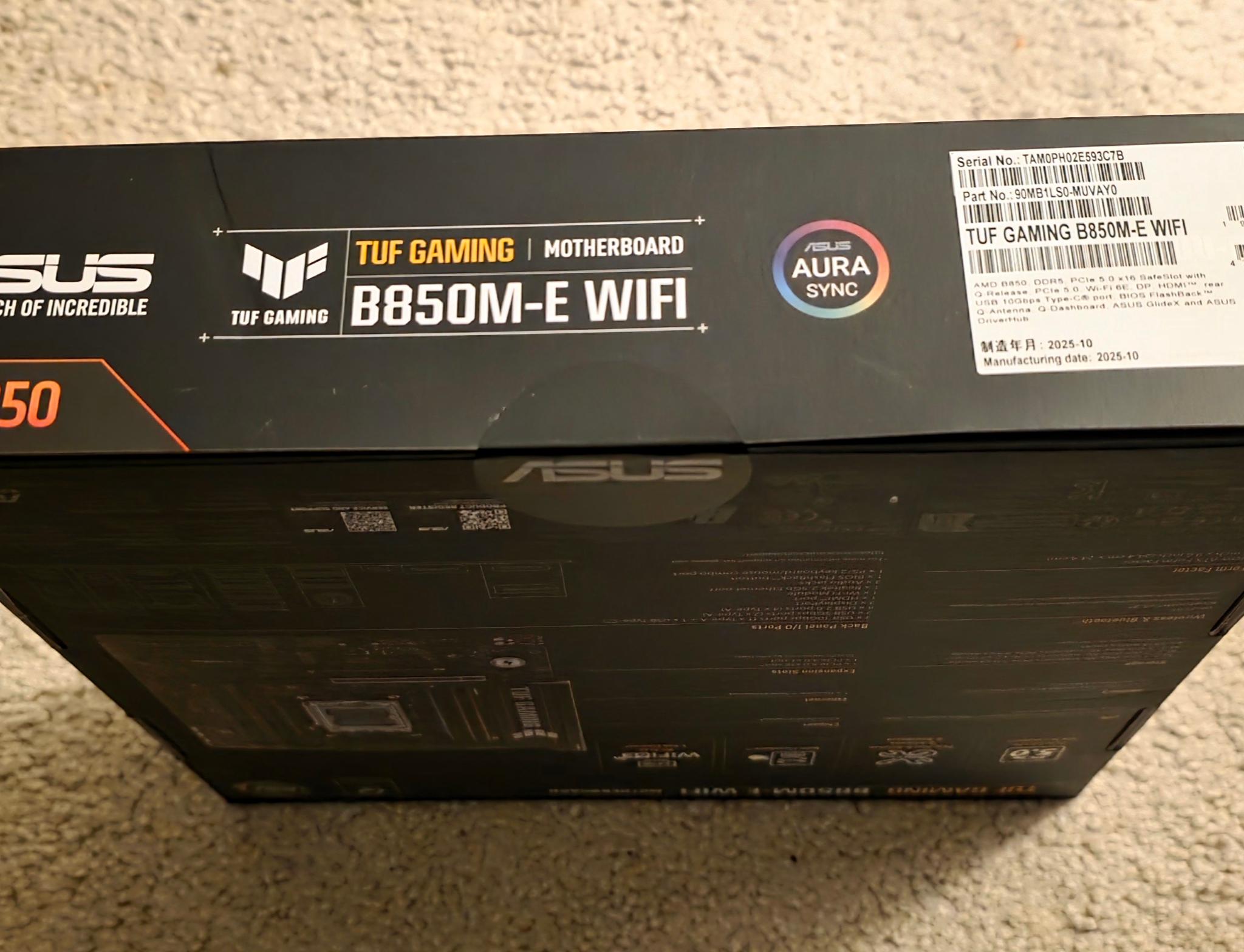 ASUS TUF GAMING B850M-E WIFI AM5 mATX Motherboard Brand New Sealed