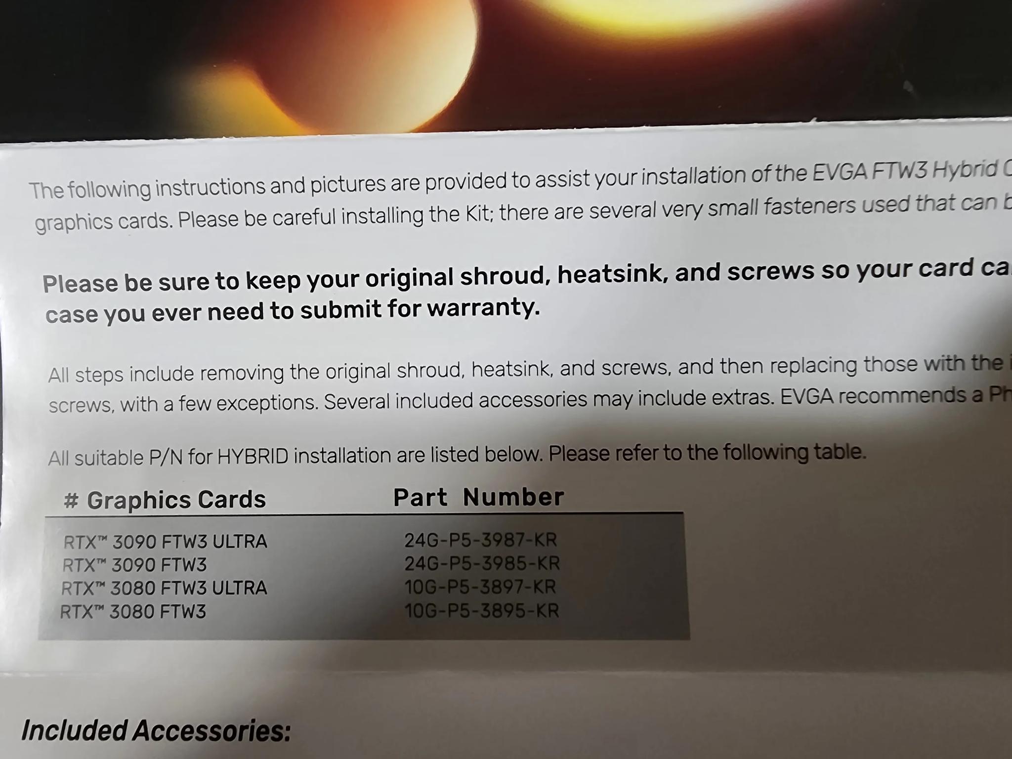 EVGA Hybrid Cooling FTW3 3080 3090 Kit  & Ultra FTW3 3 P/N:400-HY-1988-B1