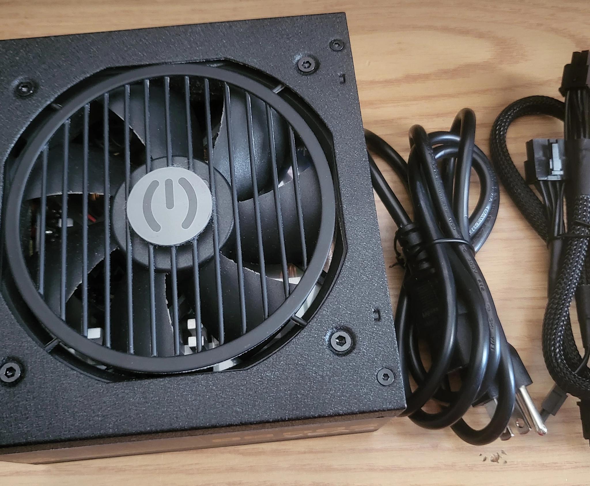 USED EVGA 500BQ Power Supply w/Power Cord and PCI-E Power Cable