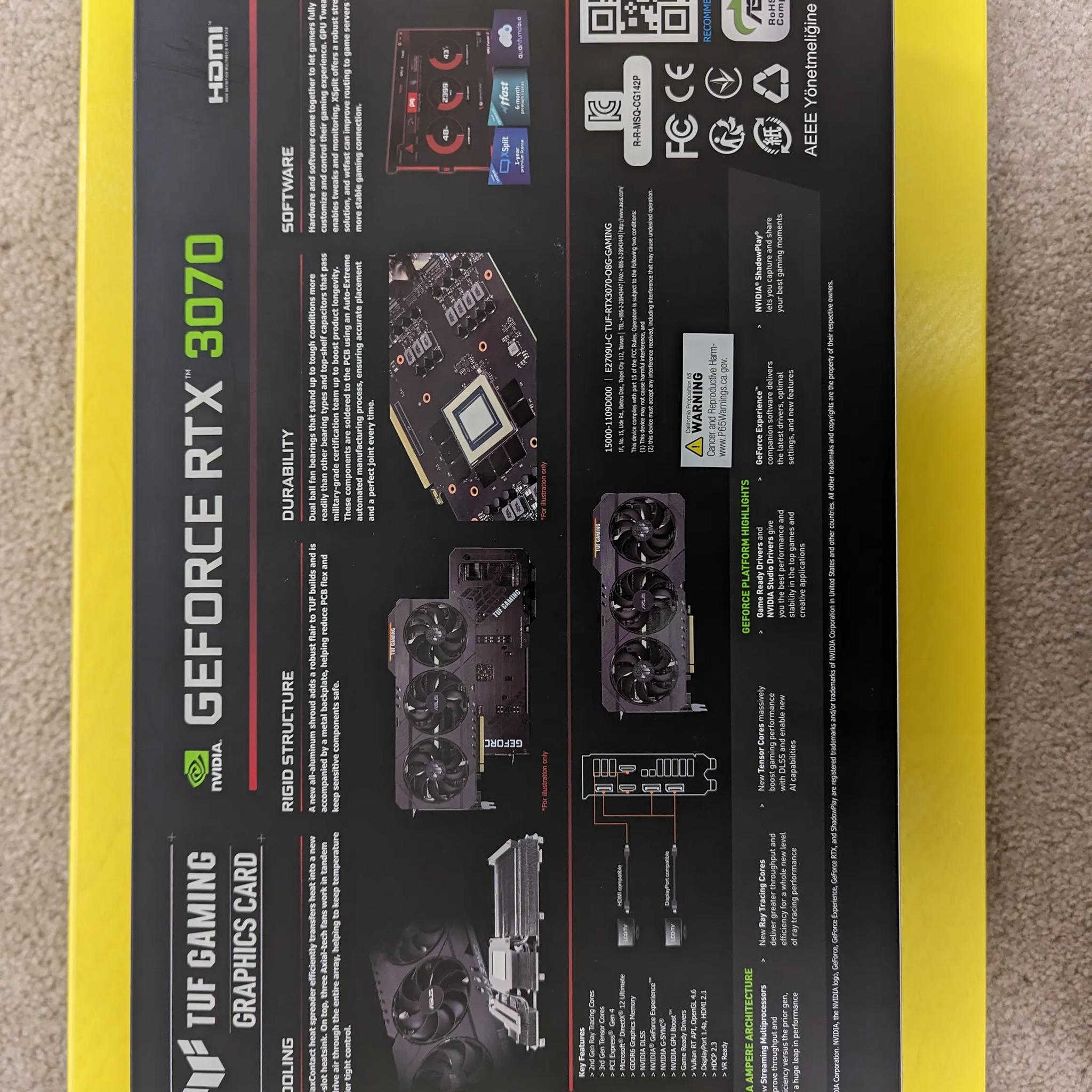 ASUS GeForce RTX 3070 TUF Gaming OC Edition 8GB GDDR6 Ray Tracing DLSS