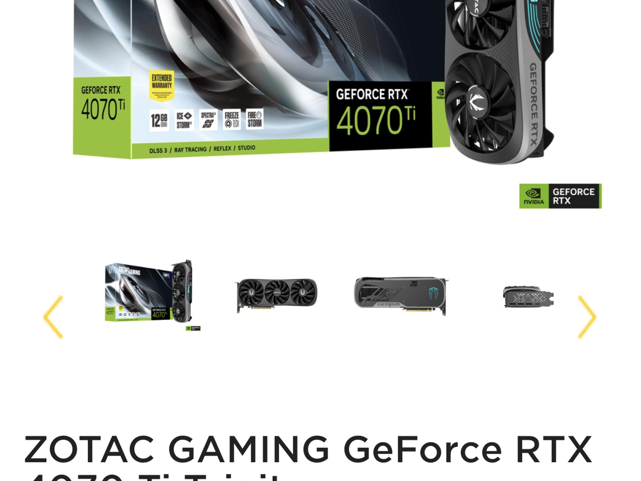 ZOTAC GAMING GeForce RTX 4070 Ti Trinity