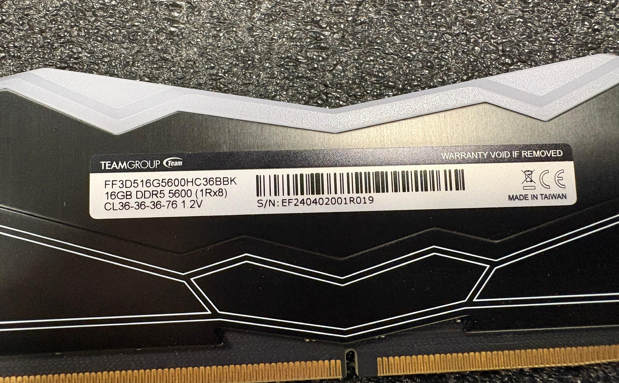 TEAM GROUP T-FORCE DELTA 16GB (1x16GB) DDR5 5600MHZ-FF3D516G5600HC36BBK - Desktop Memory