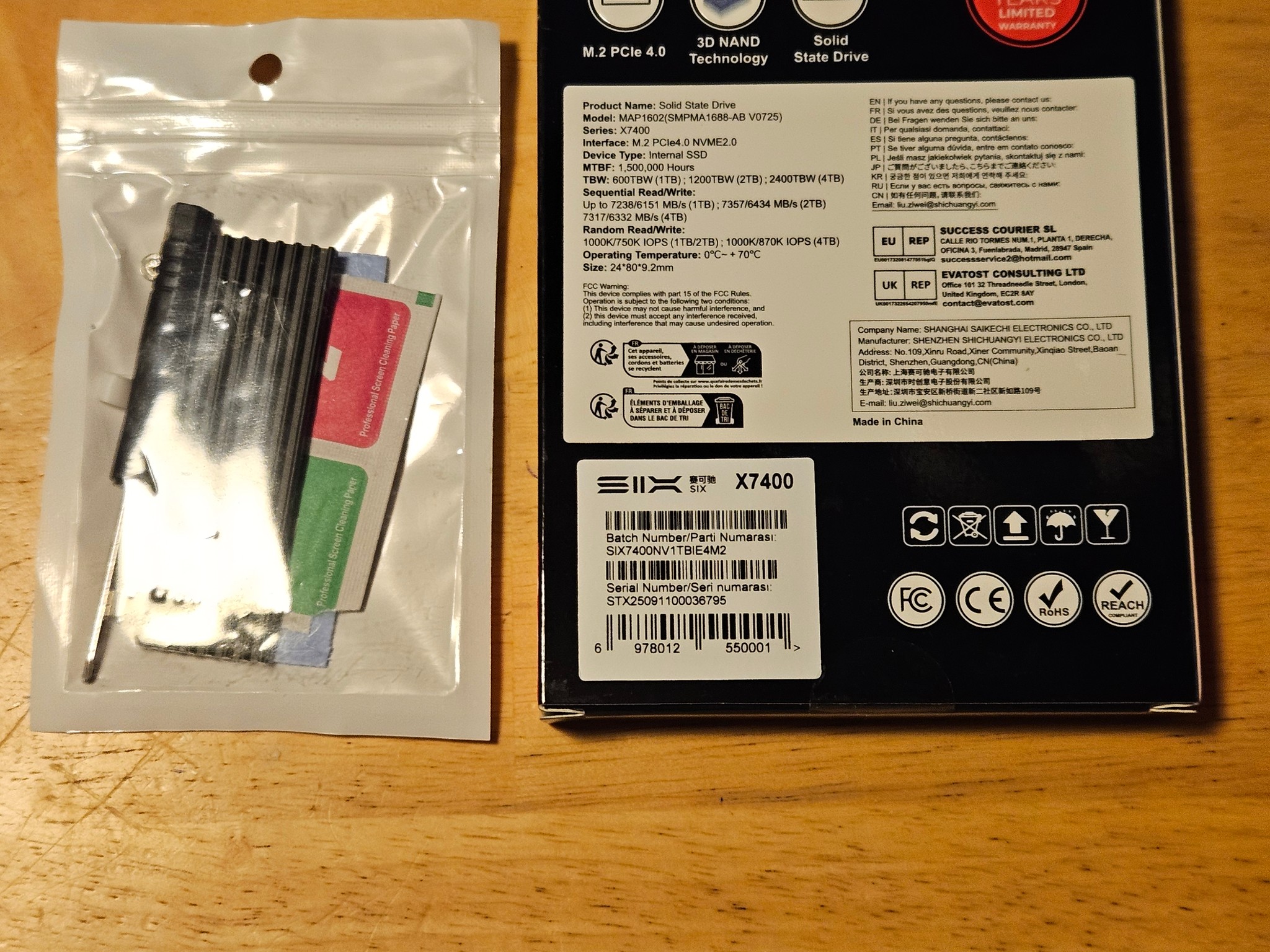 Six 1TB Gen 4 NVME SSD with Free Enclosure