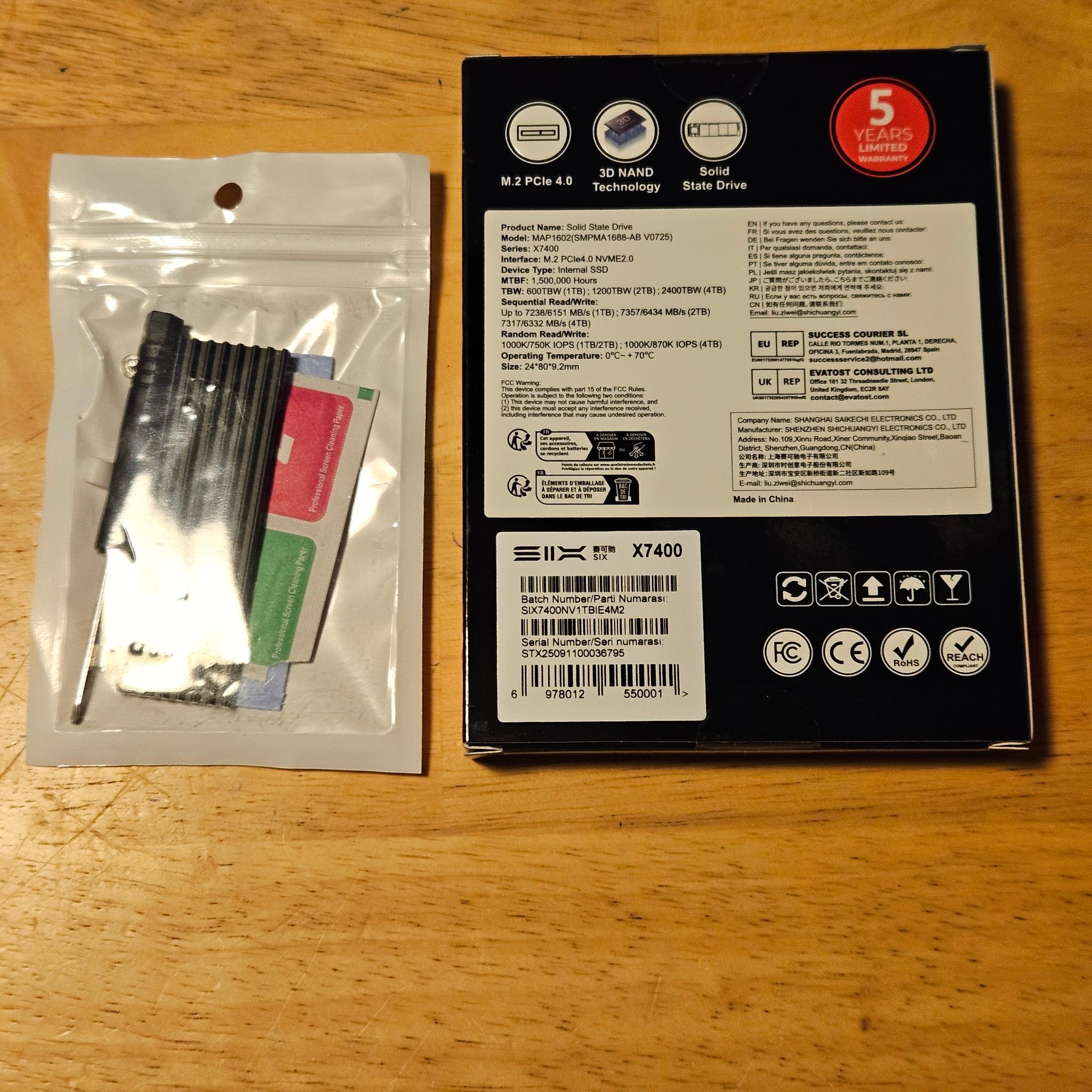 Six 1TB Gen 4 NVME SSD with Free Enclosure