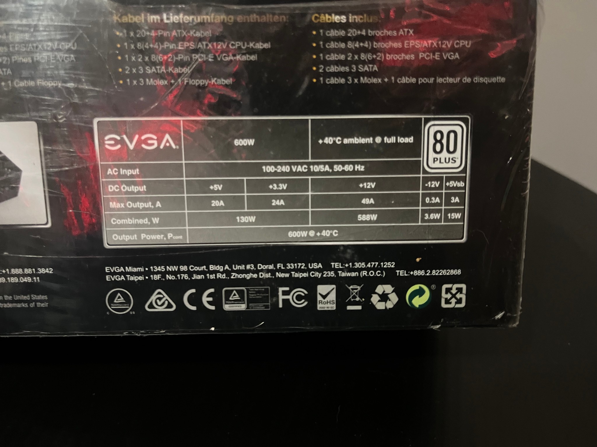 (NEW SEALED) EVGA 600 watt 80 plus certified power supply, 100-W1-0600-K1