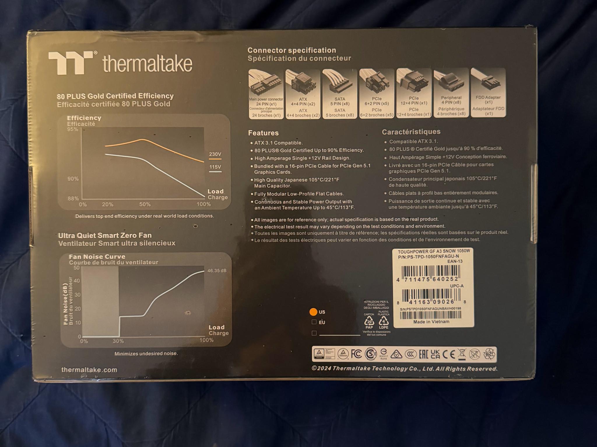 (New, Sealed) Thermaltake Toughpower GF A3 Snow 1050W – White