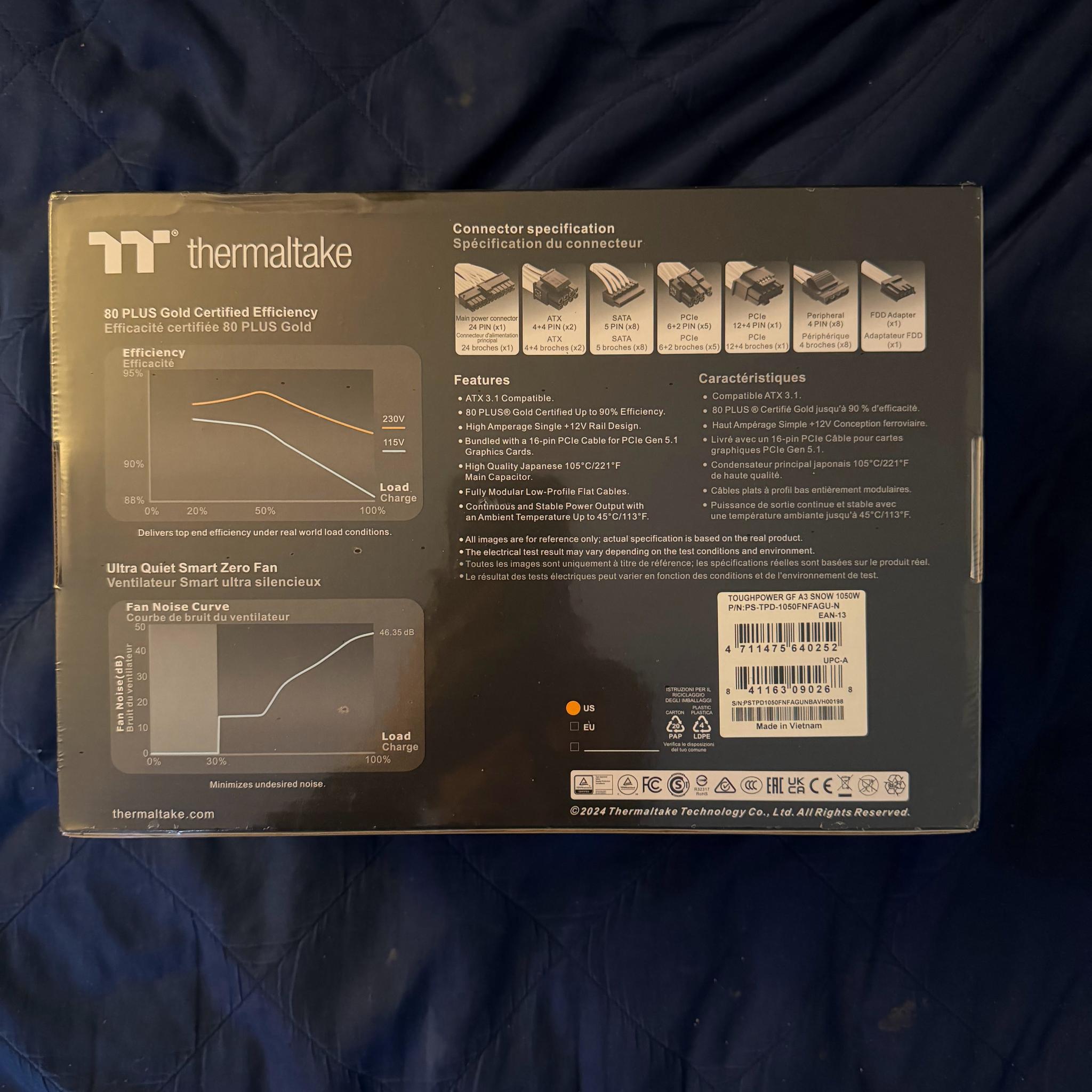 (New, Sealed) Thermaltake Toughpower GF A3 Snow 1050W – White