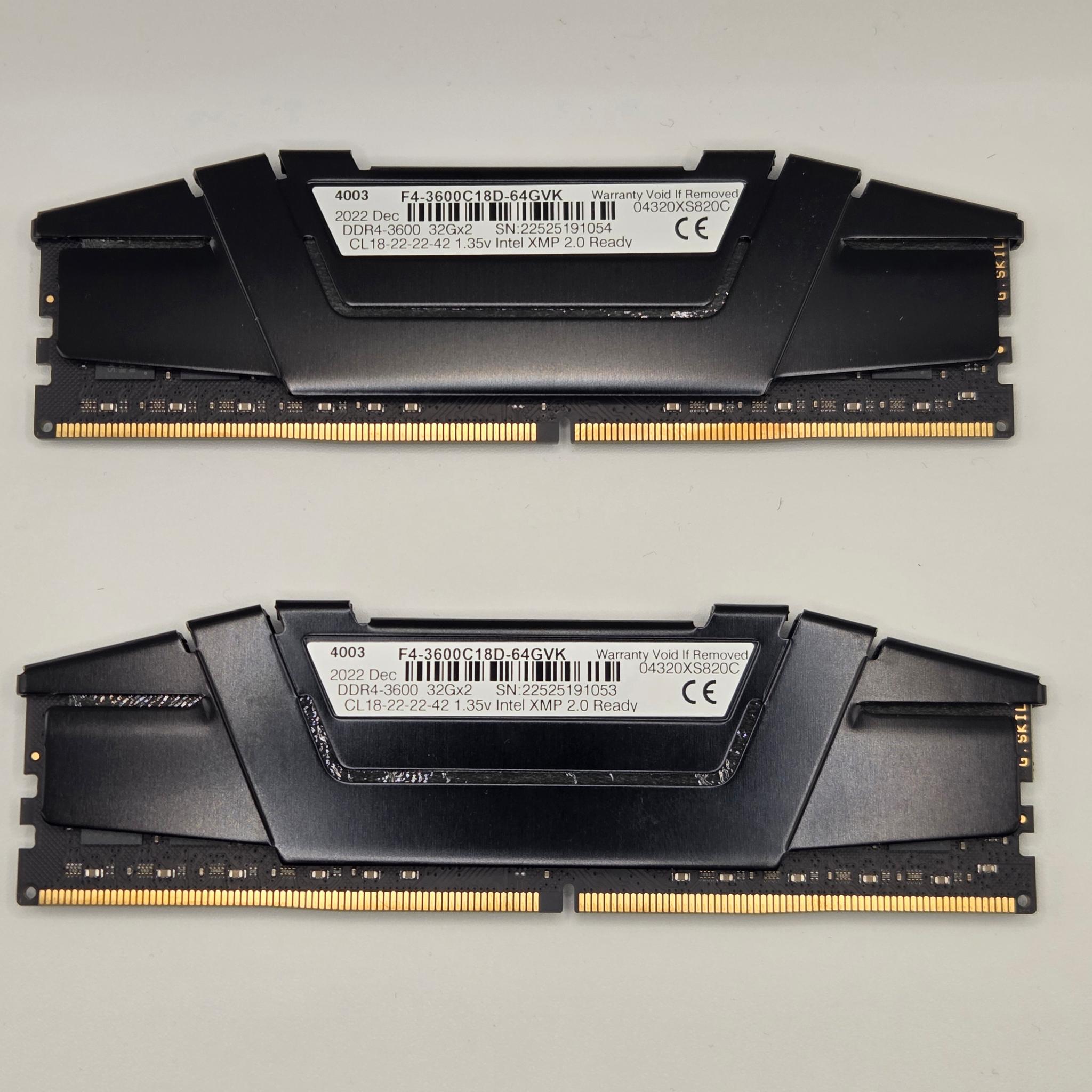 G.Skill RipjawsV CL18 DDR4-3600 64gb (32GBx2)