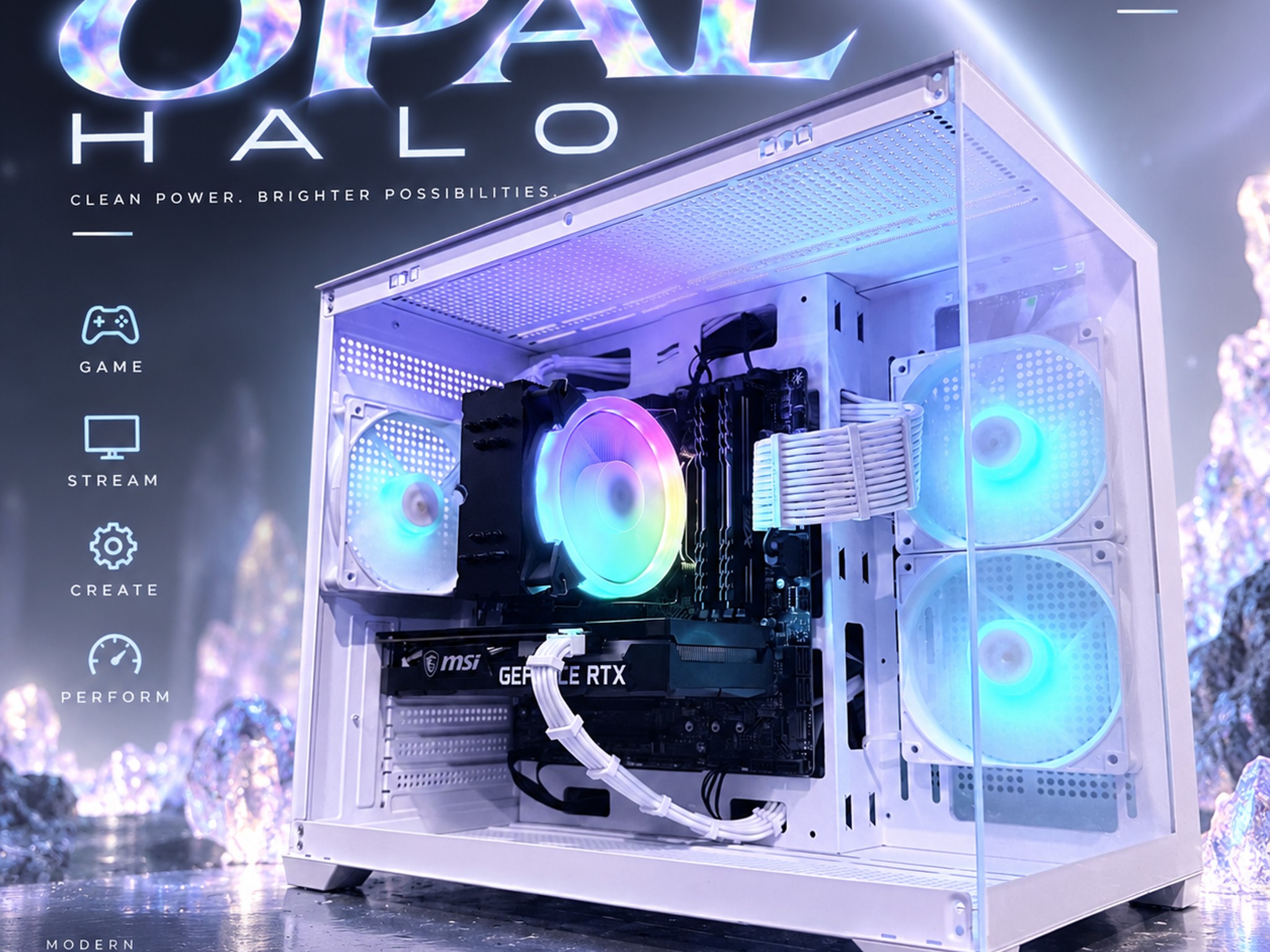 ⚪️"Opal Halo"🌈| 1440p Gaming | i7 12700F | RTX 3060 12GB | 32G Ram | 1TB Storage | Free Shipping