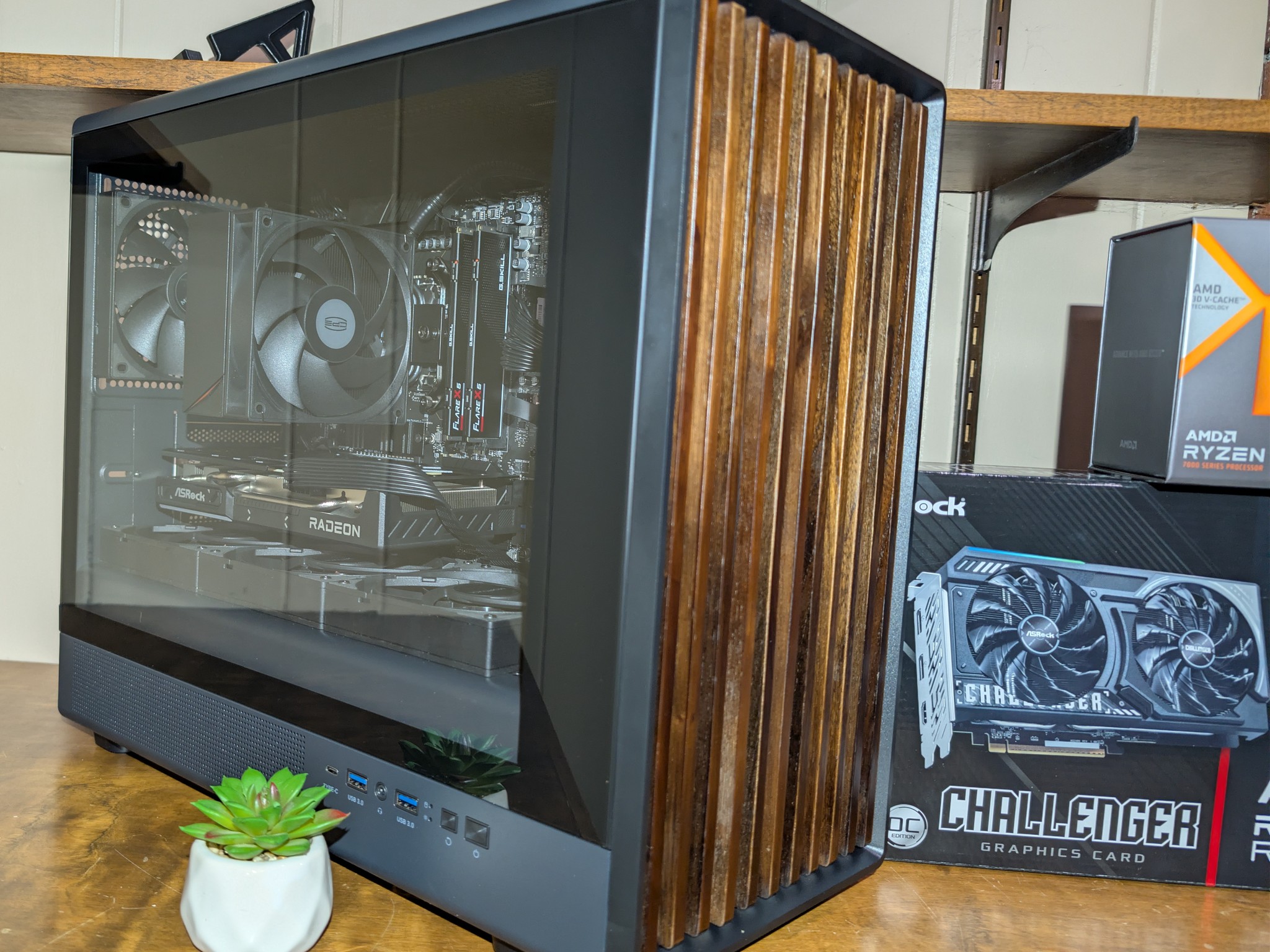 🪵 MODERN WOODEN STEALTH: RYZEN 5 7600X3D + 32GB DDR5 6000MT CL36 + RX 9060 XT 16GB 🪵