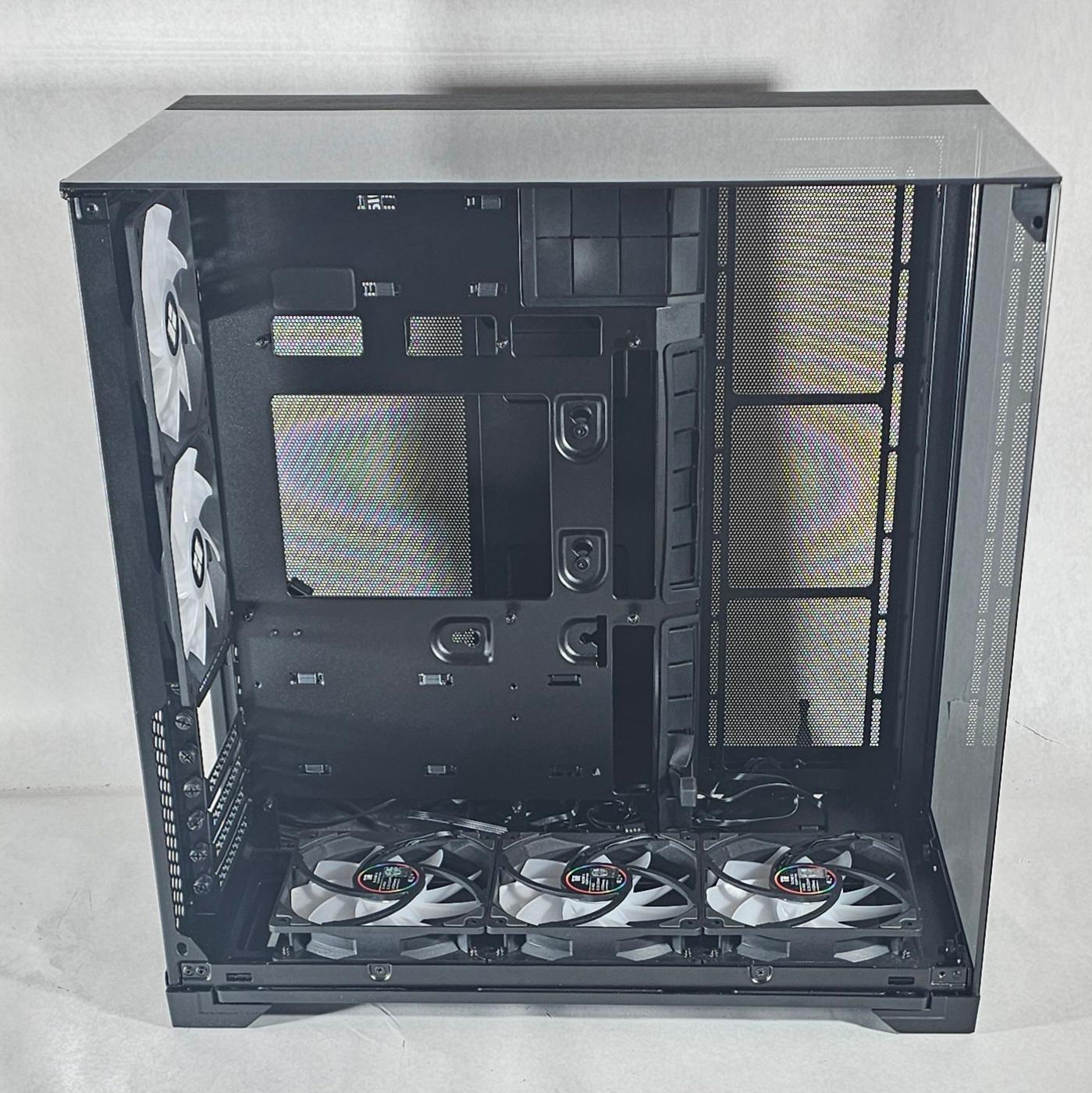 Black PC Case with Tempered Glass w/ 5 Fans