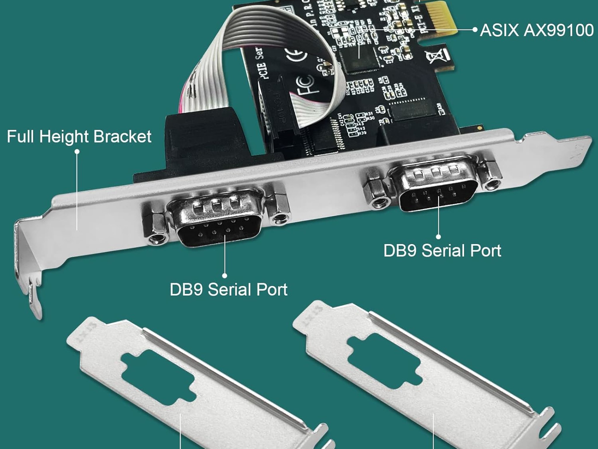 2-Port PCI Express RS-232 DB9 Serial Port Card PCIE RS232 Card, PCIE Serial DB9 Port Card (PCIE-SE2)