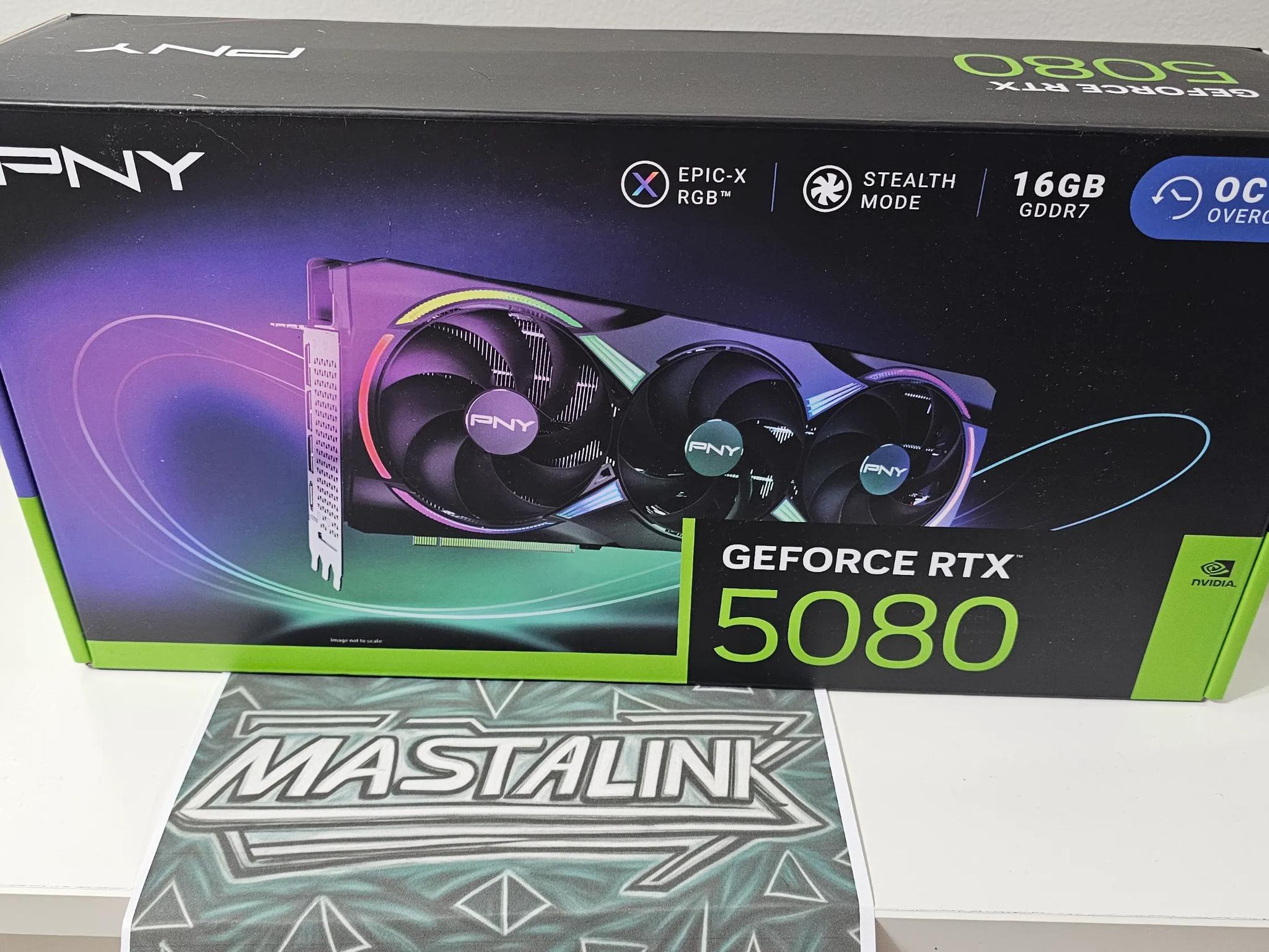 PNY GeForce RTX 5080 EPIC-X ARGB 16GB OC Triple Fan GPU New