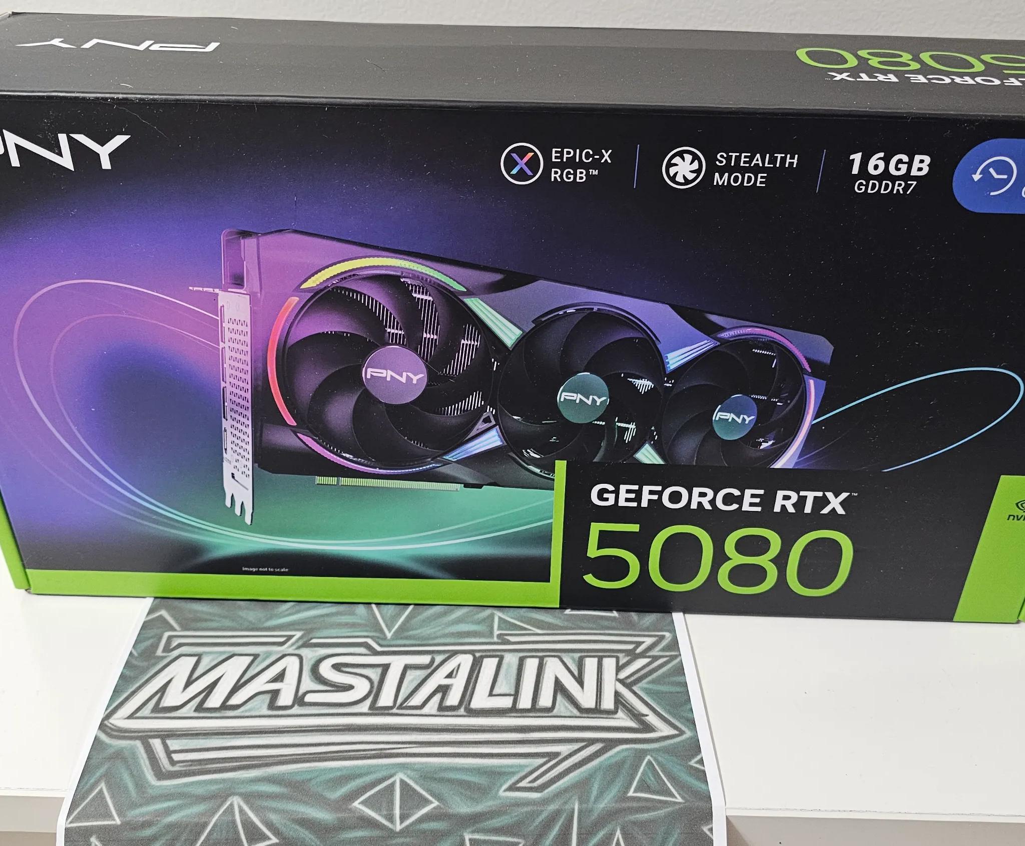 PNY GeForce RTX 5080 EPIC-X ARGB 16GB OC Triple Fan GPU New