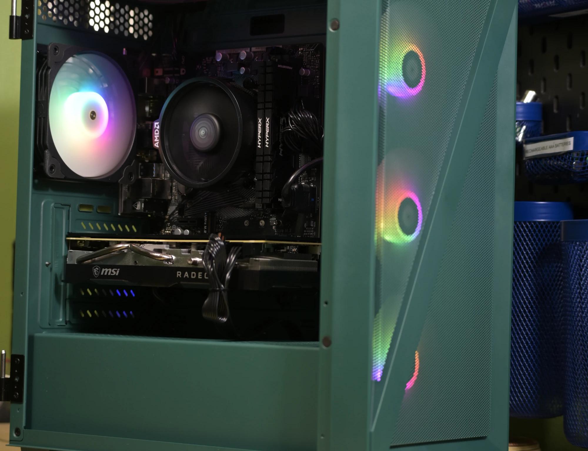 Custom Green RX 5700 XT 8GB Overclocked PC [Ryzen 5 5500, 32gb DDR4 RAM, 1TB SSD]