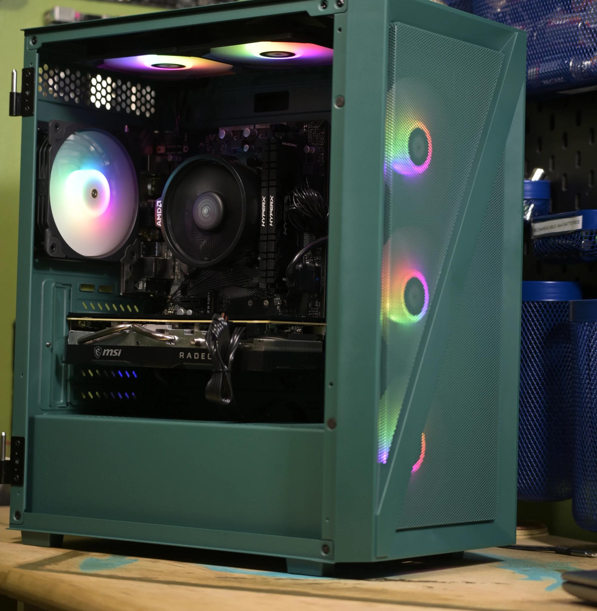 Custom Green RX 5700 XT 8GB Overclocked PC [Ryzen 5 5500, 32gb DDR4 RAM, 1TB SSD]