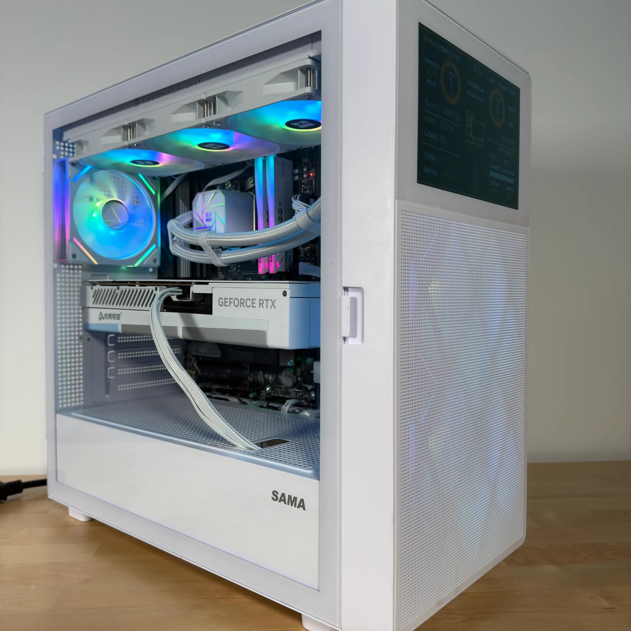 RTX 4080 Ryzen 9800X3D Gaming PC with Customizable Screen
